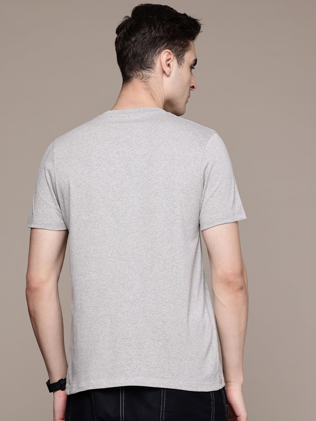 Mens Regular Half Sleeve Grey Melange T-Shirt