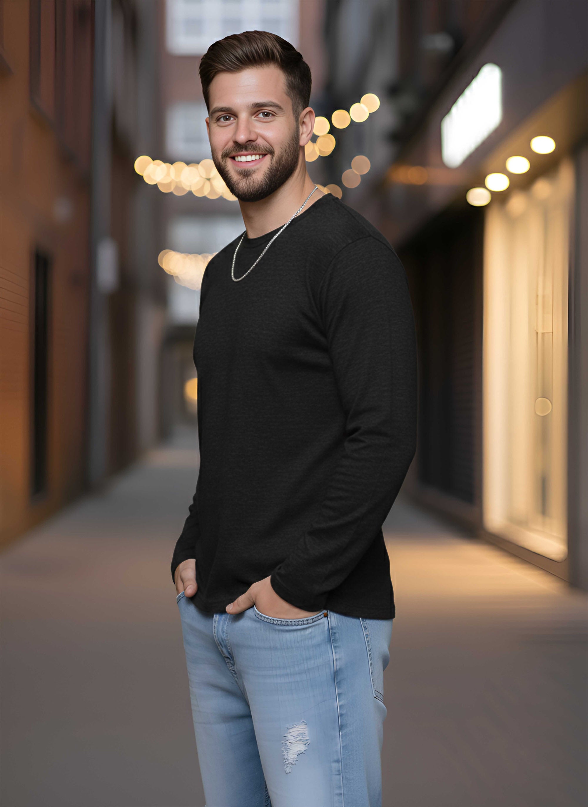 Long Sleeve Charcoal Melange T-Shirt