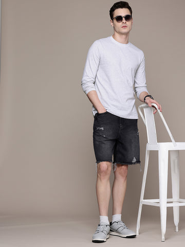 Long Sleeve White Melange  T-Shirt