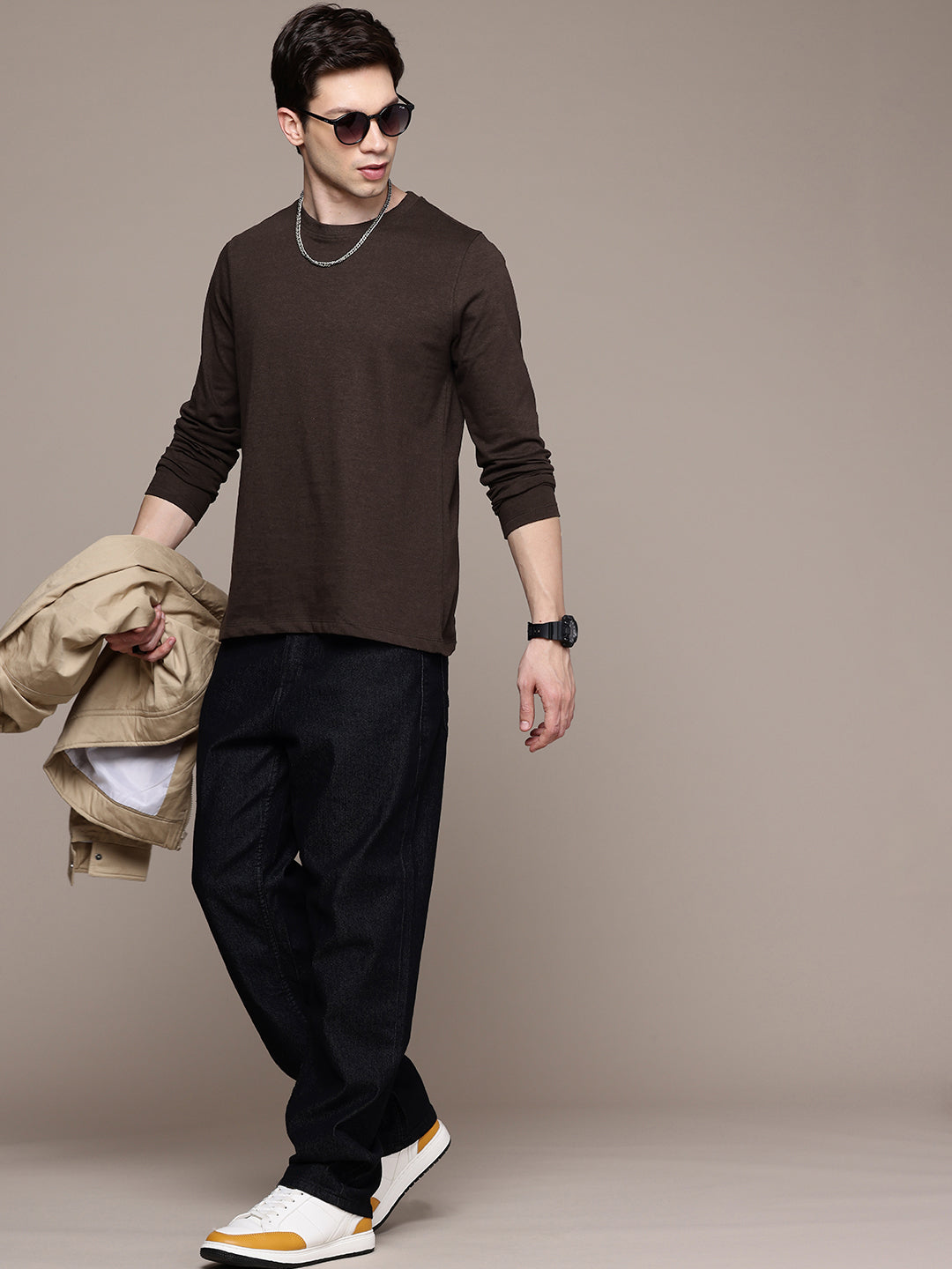 Long Sleeve Coffee Brown T-Shirt