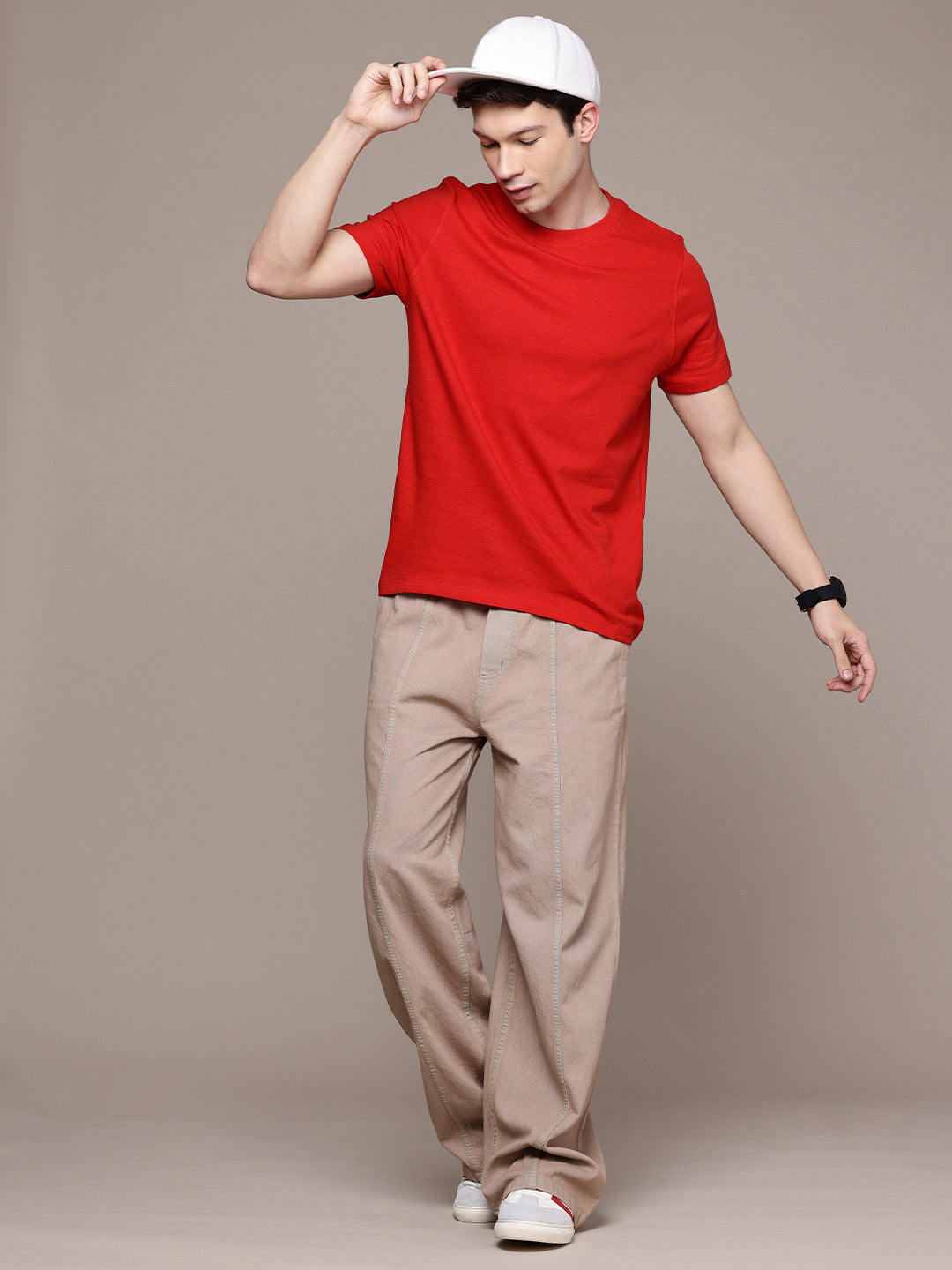 Mens Regular Half Sleeve Red T-Shirt