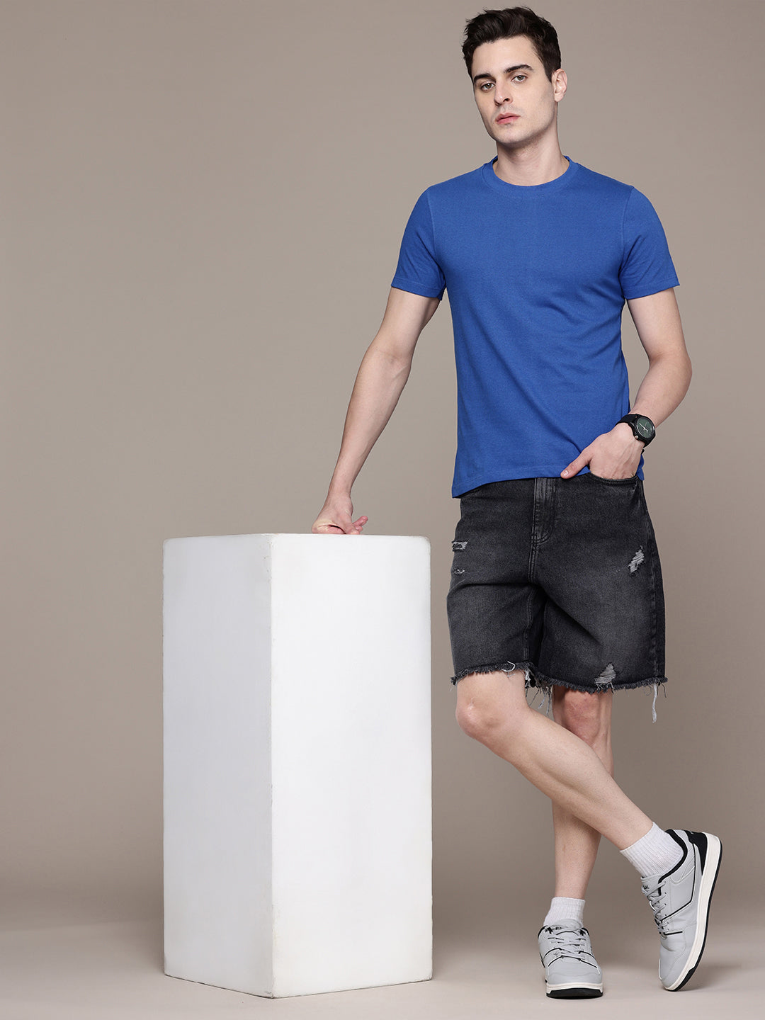 Mens Regular Half Royal Blue T-Shirt