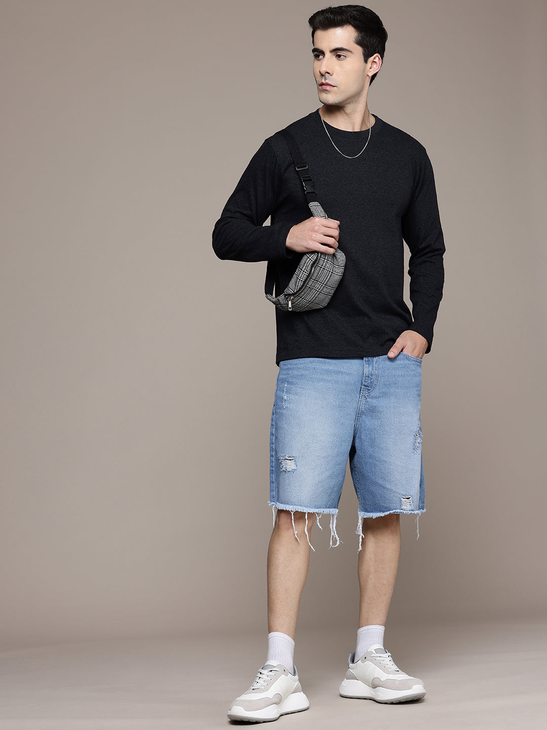 Long Sleeve Charcoal Melange T-Shirt