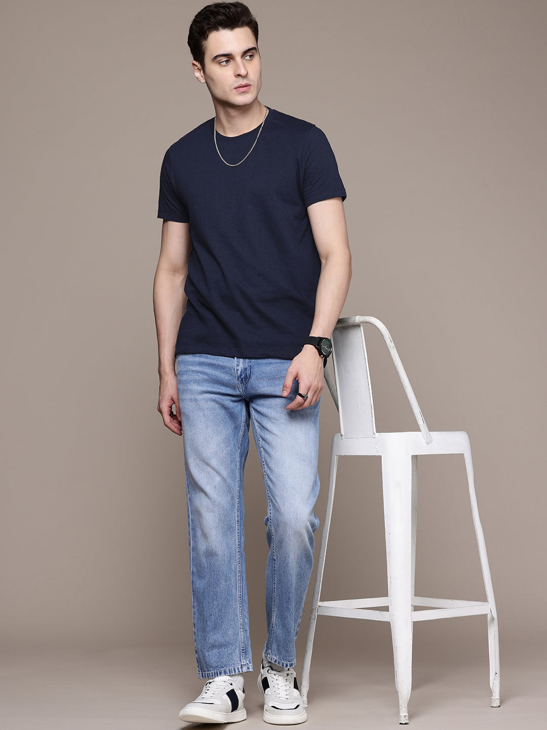 Mens Regular Half Sleeve Navy T-Shirt