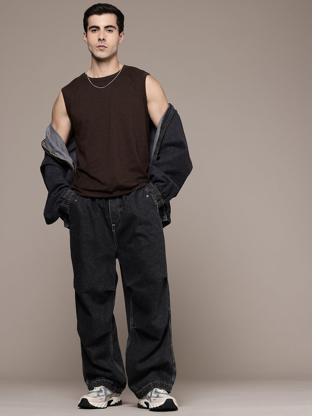 Sleeveless  Coffee Brown  T-Shirt