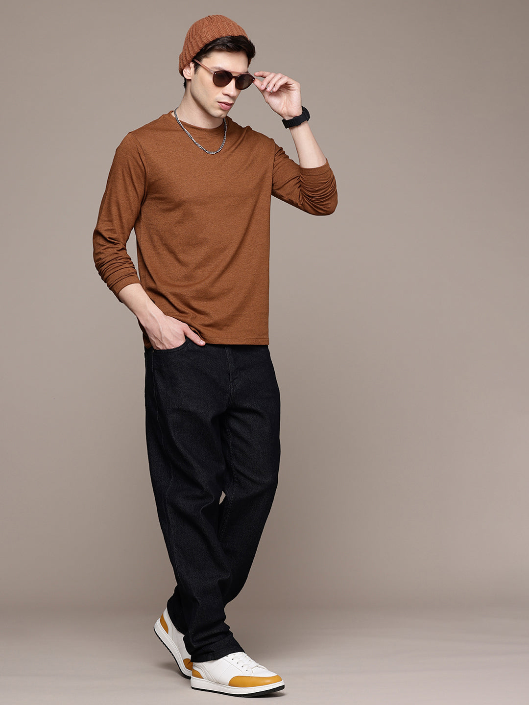 Long Sleeve Mustard Brown T-Shirt