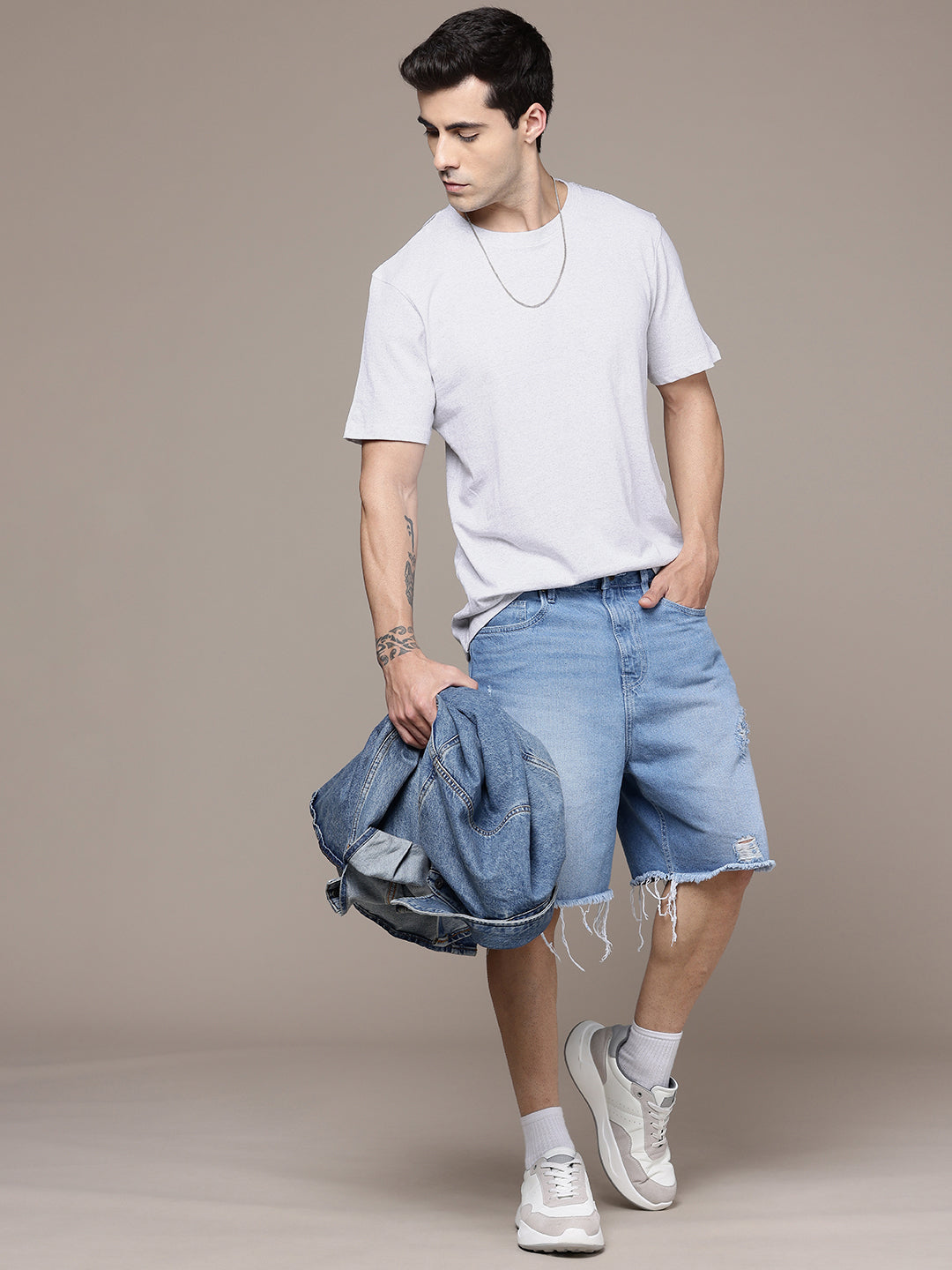 Oversized White Melange T-Shirt