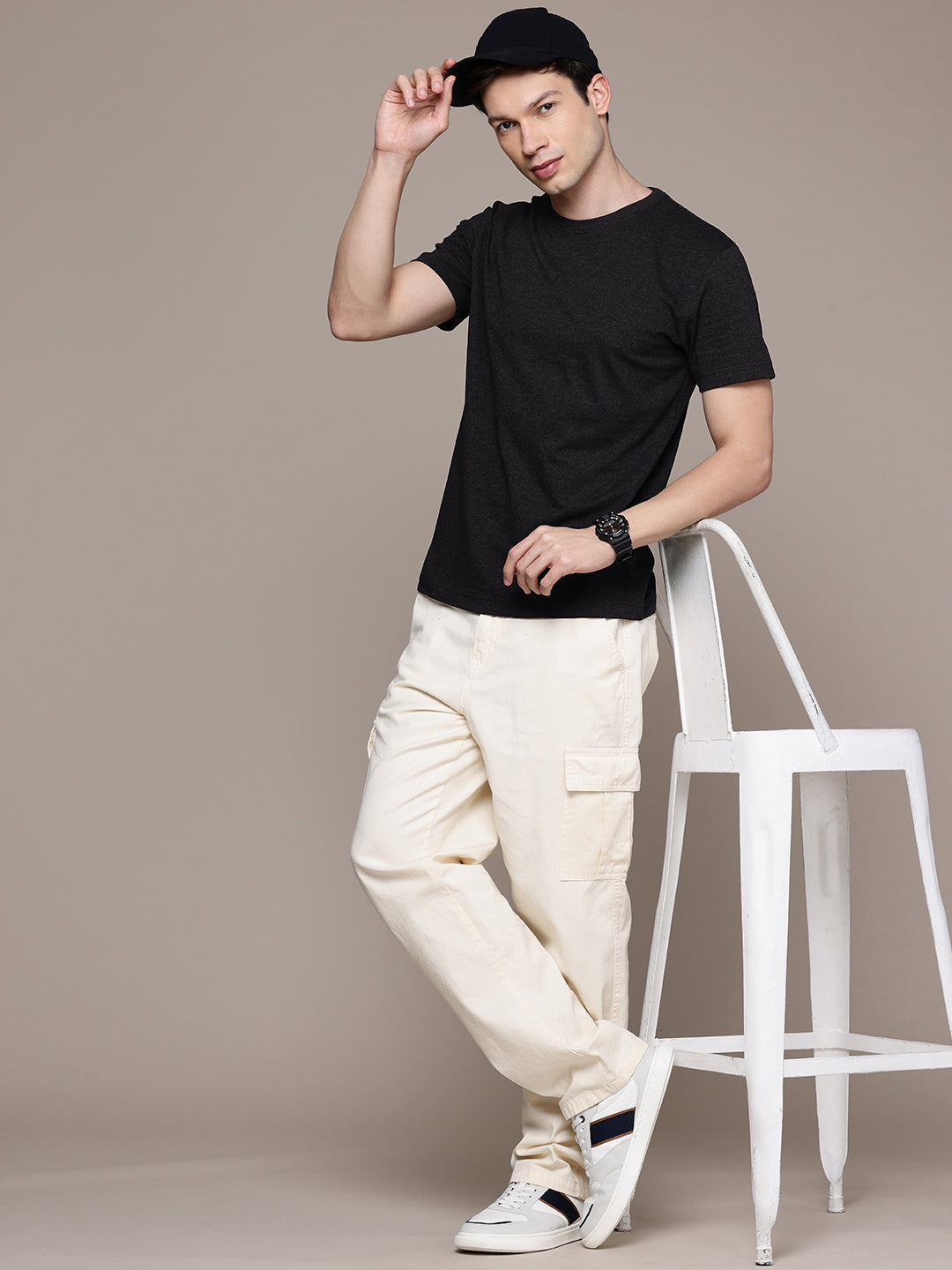 Mens Regular Charcoal Melange T-Shirt