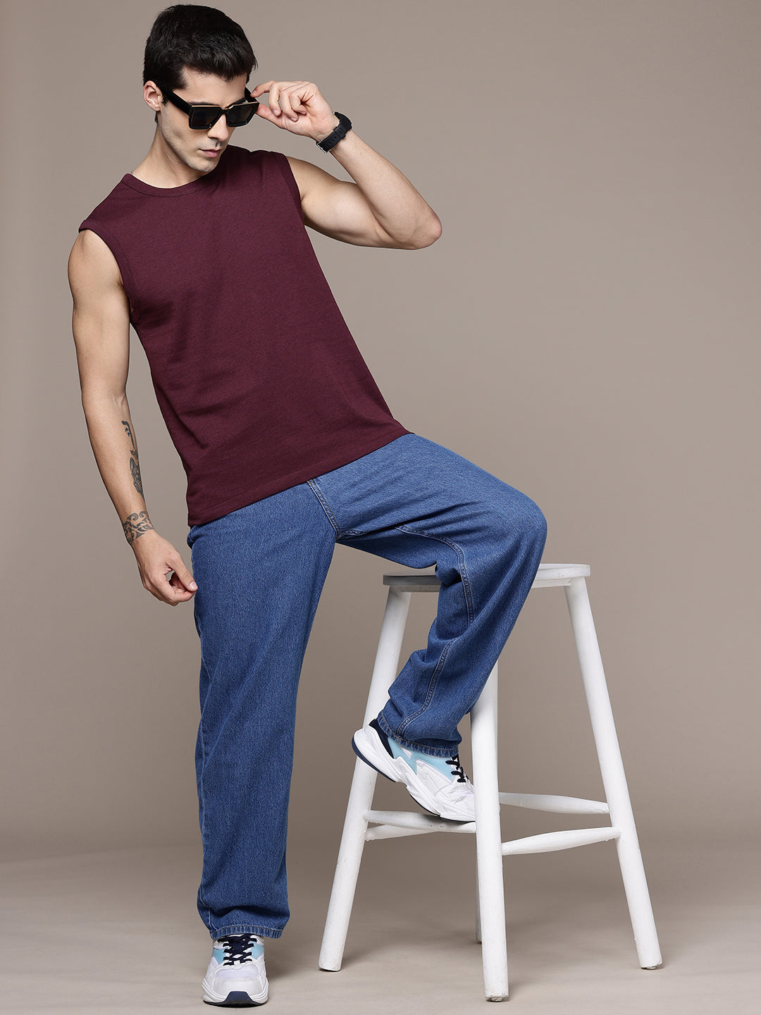Sleeveless  Burgundy  T-Shirt