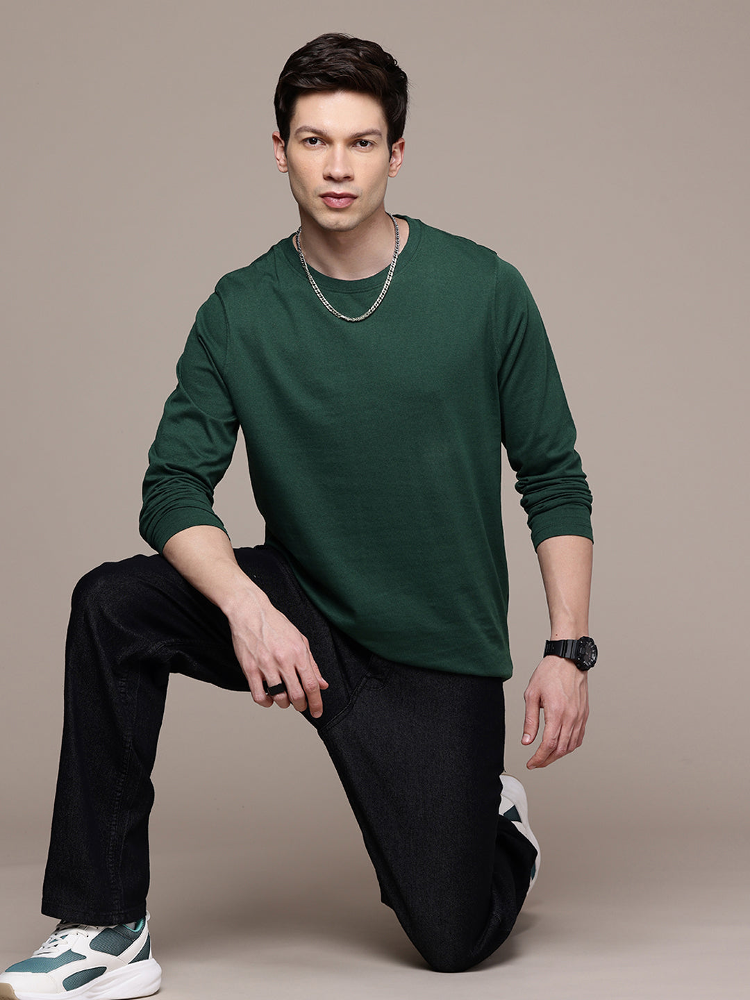 Long Sleeve Bottle Green  T-Shirt