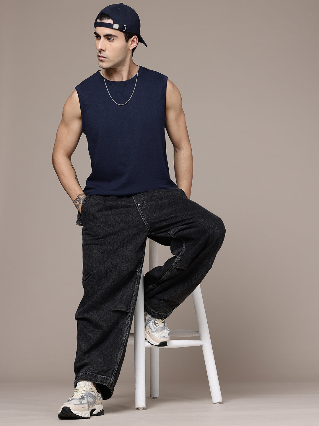 Sleeveless  Navy  T-Shirt