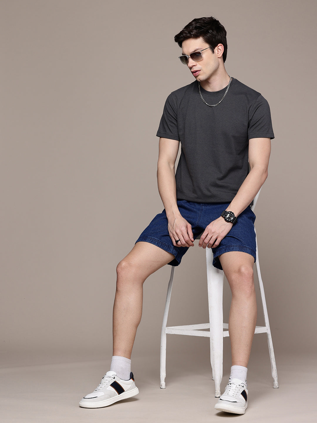 Mens Regular Half Sleeve Steel Grey T-Shirt