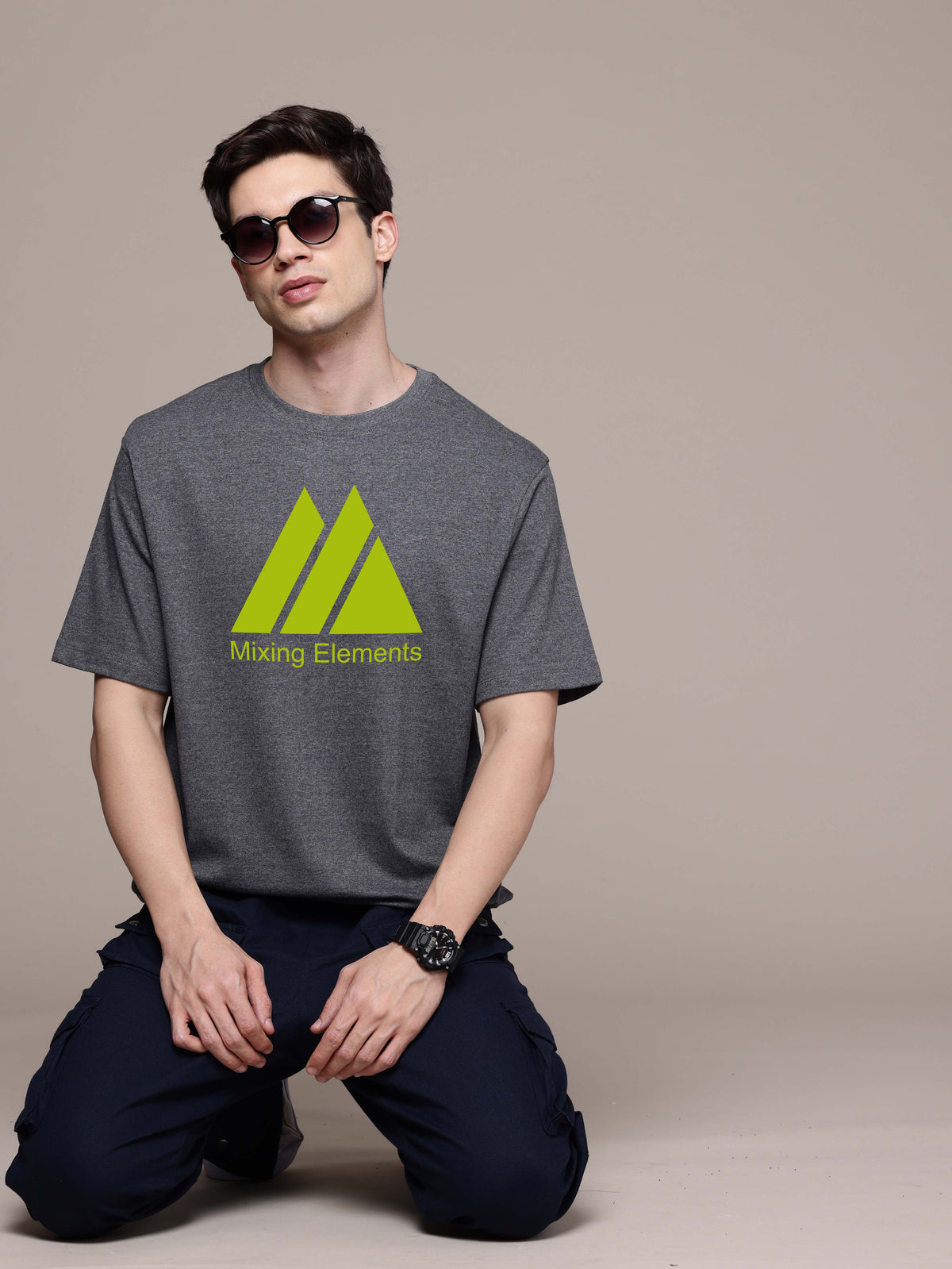 Graphic Oversized Mixing Elements Print Tshirt