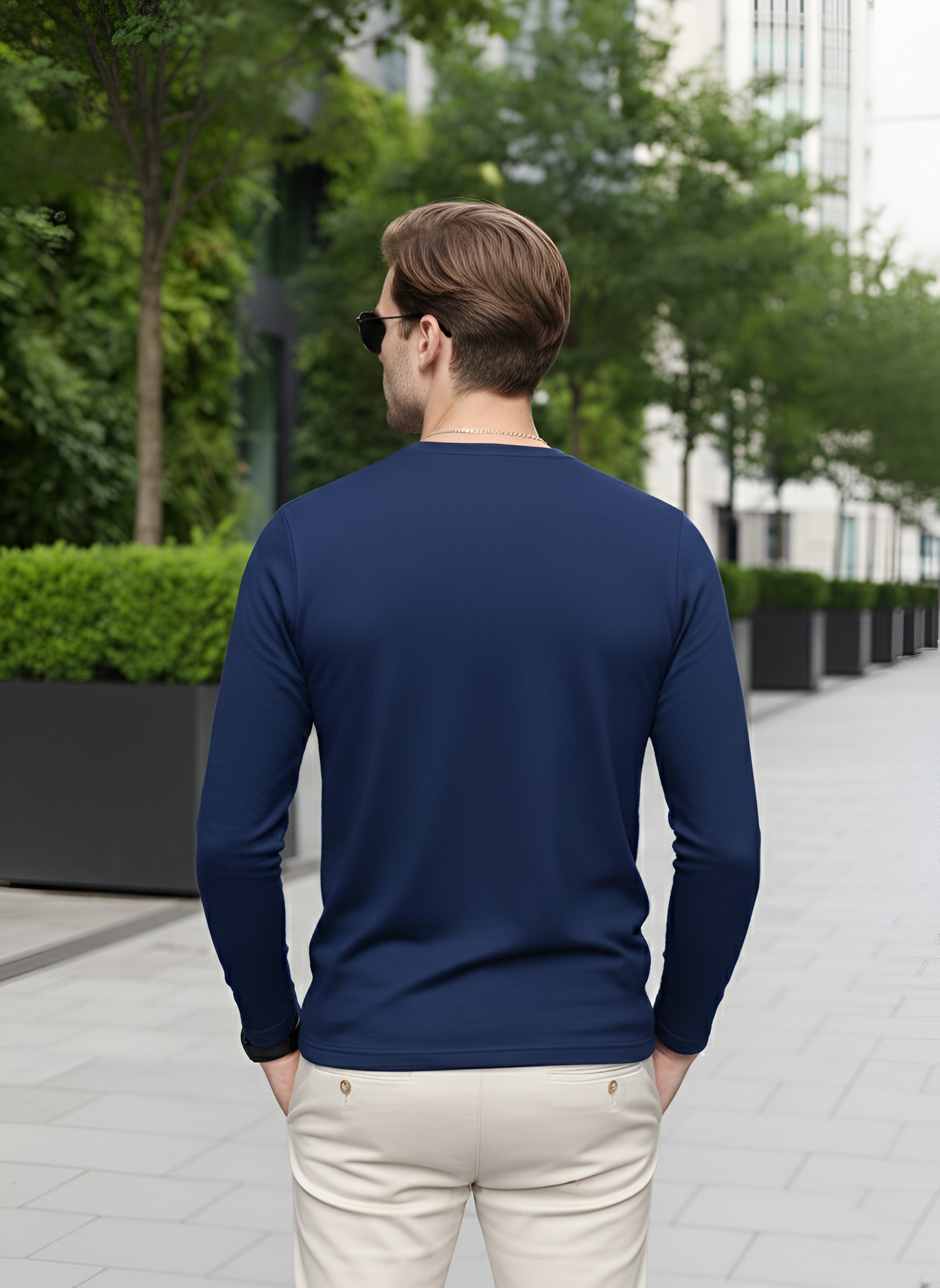 Long Sleeve Aircraft Blue T-Shirt