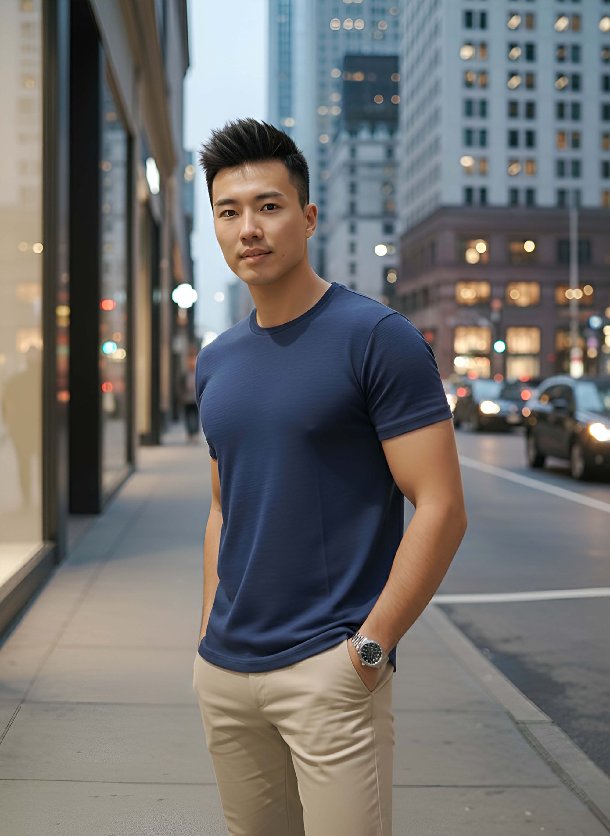 Half Sleeve Airforce Blue T-Shirt