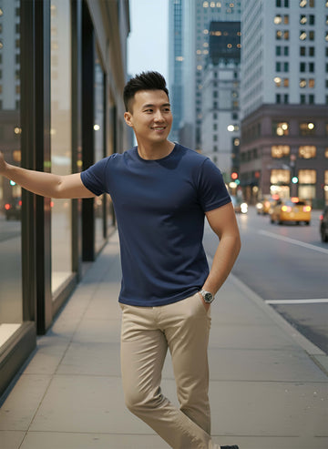 Half Sleeve Airforce Blue T-Shirt