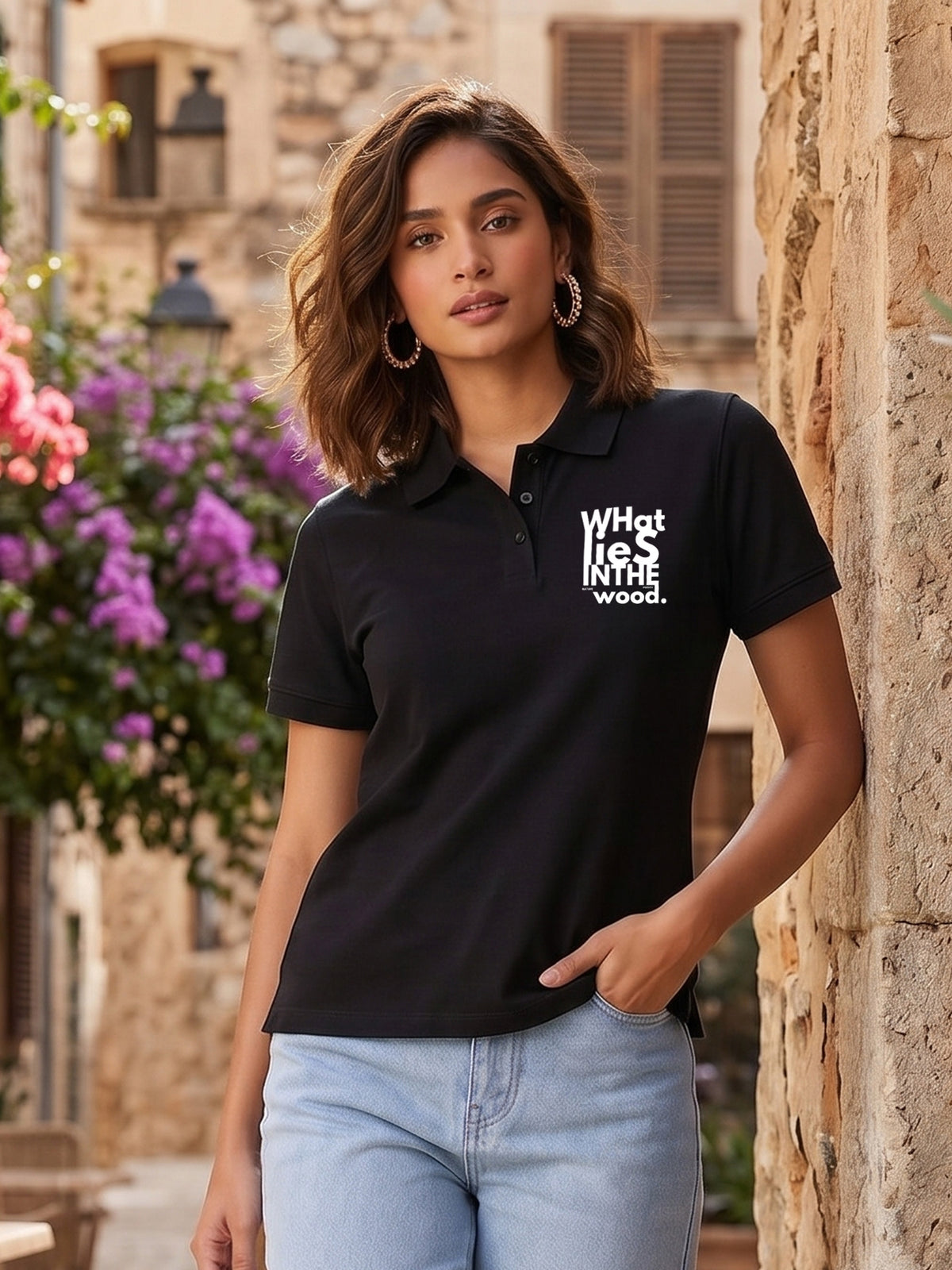 Womens Graphic Polo T-Shirt what lies