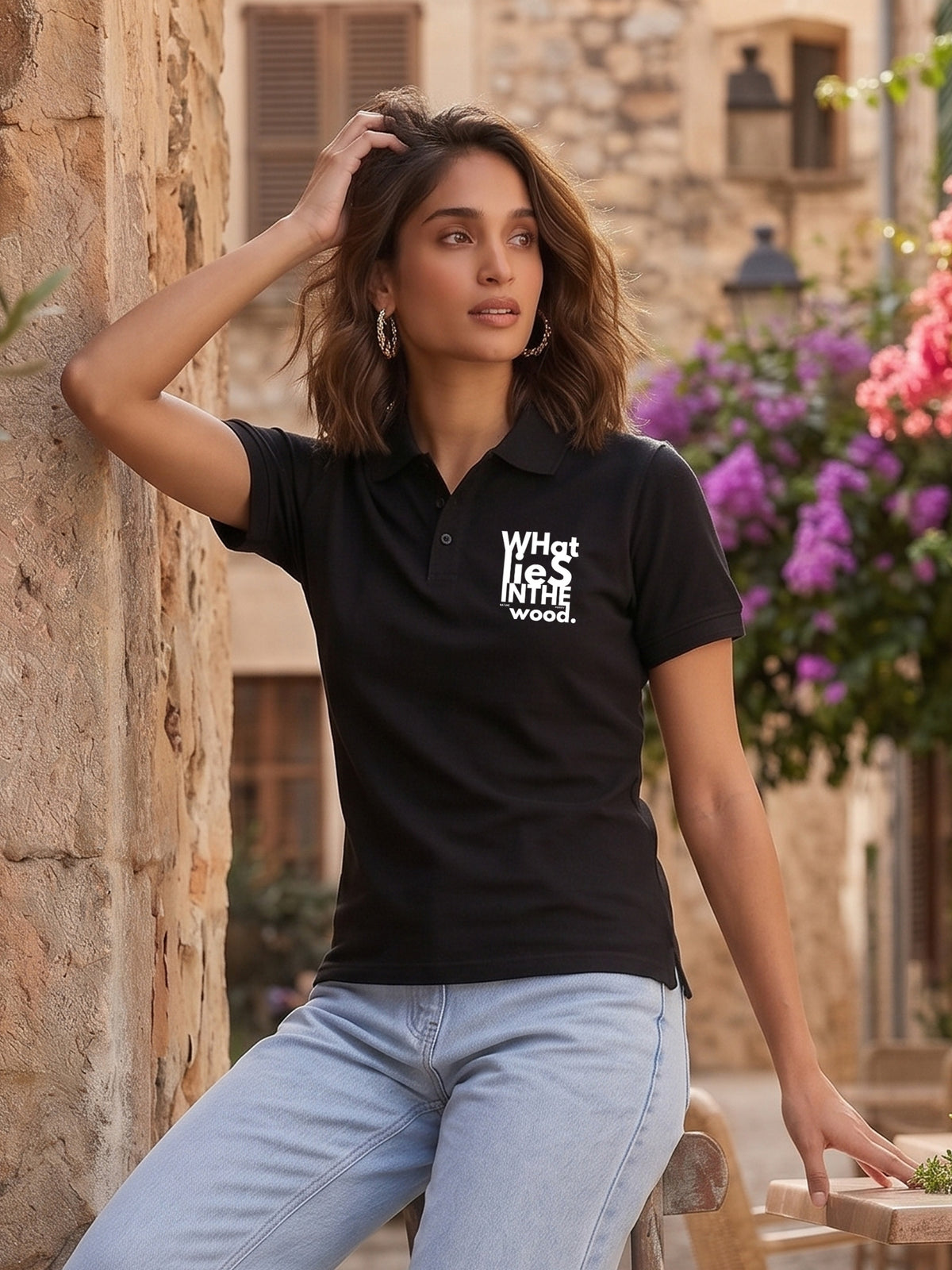Womens Graphic Polo T-Shirt what lies