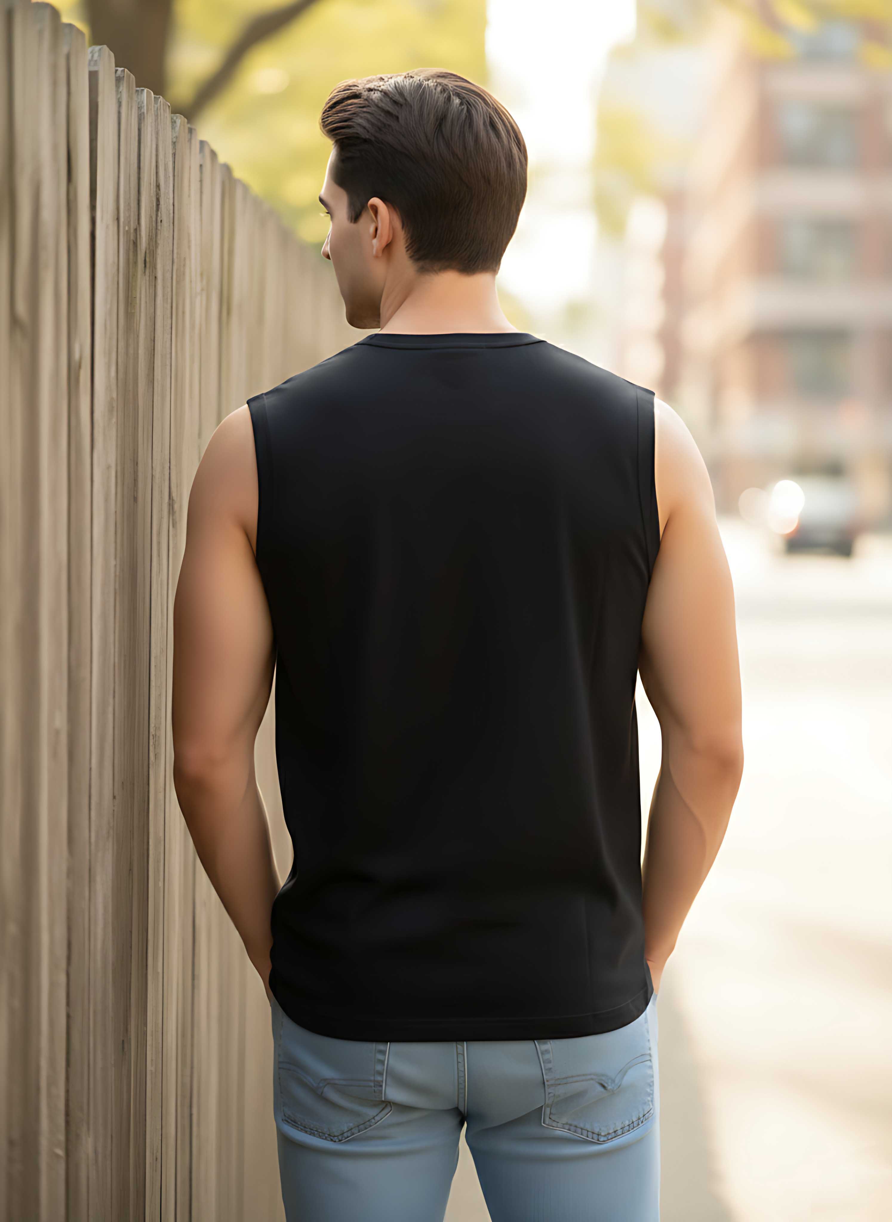 Sleeveless  Black T-Shirt