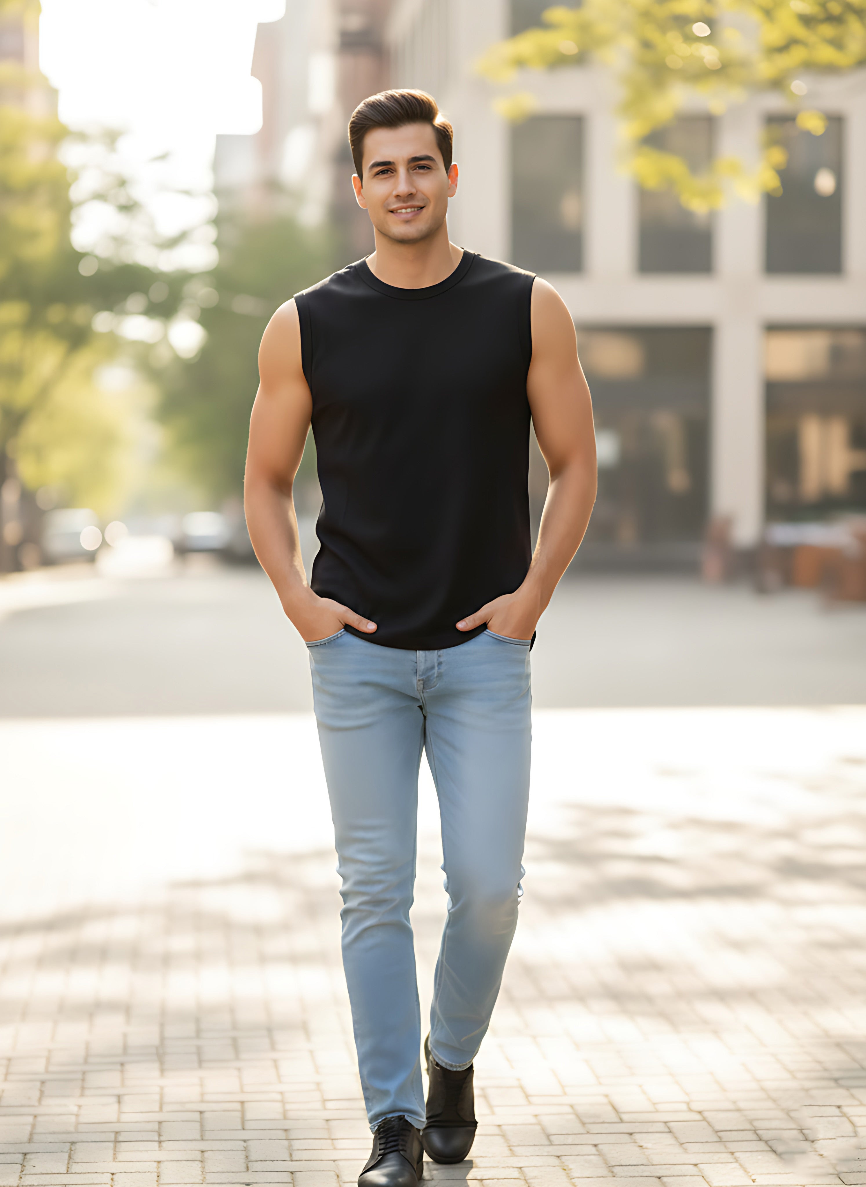 Sleeveless  Black T-Shirt