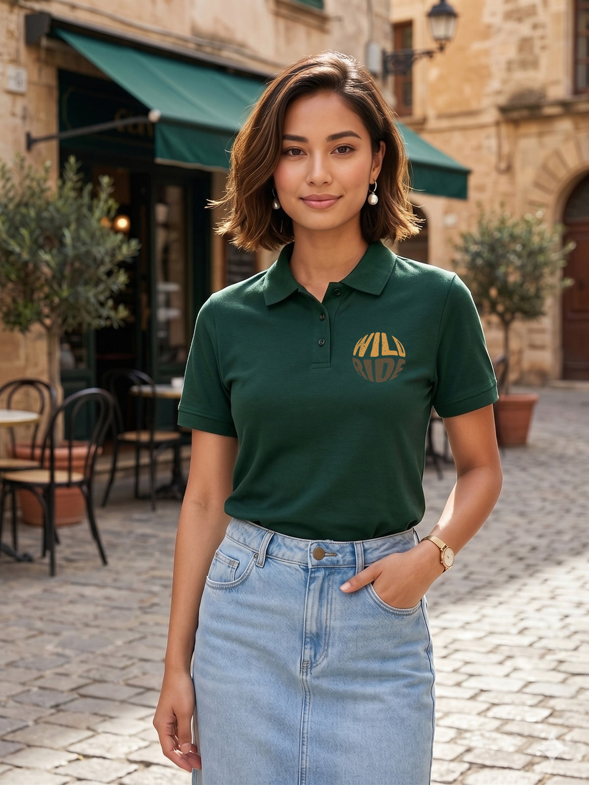 Womens Graphic Polo T-Shirt Wild Ride