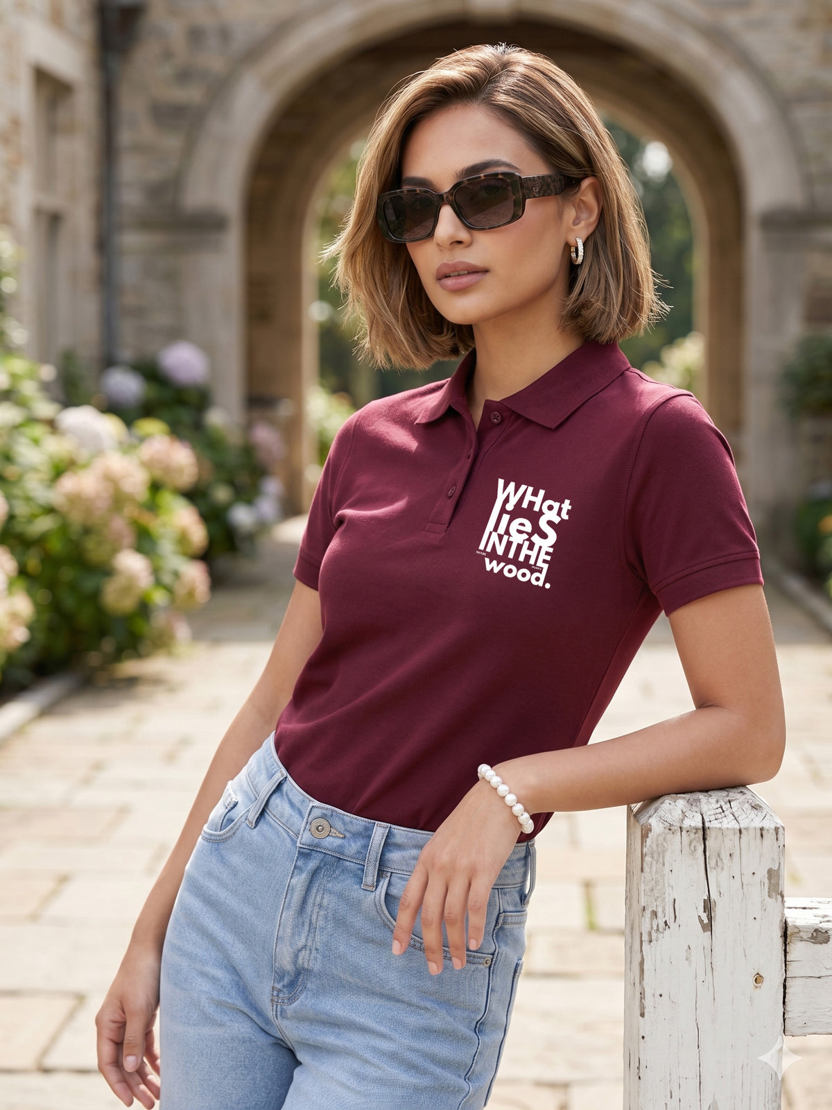 Womens Graphic Polo T-Shirt what lies
