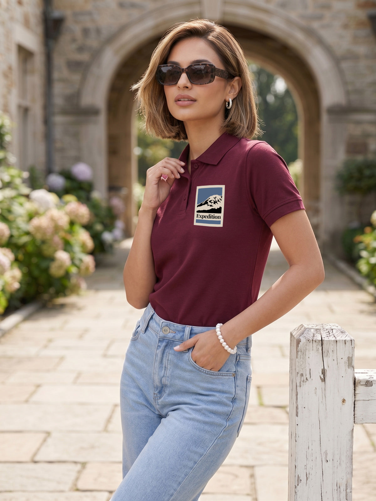 Womens Graphic Polo T-Shirt Expedition