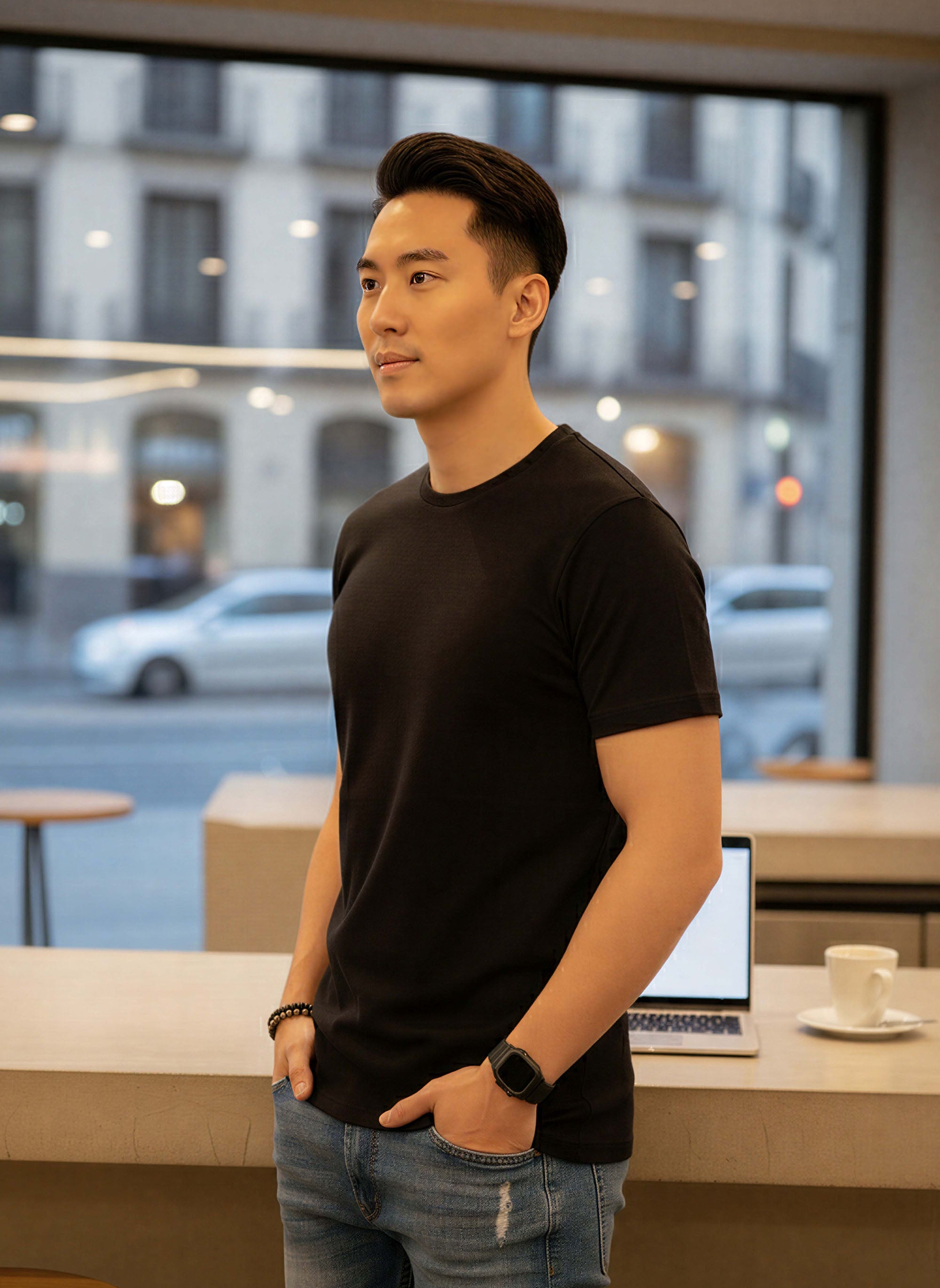 Half Sleeve Black T-Shirt