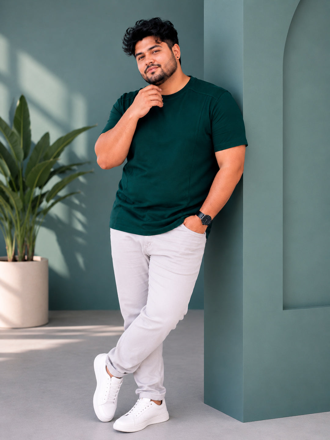 Plus Size Bottle Green T-Shirt