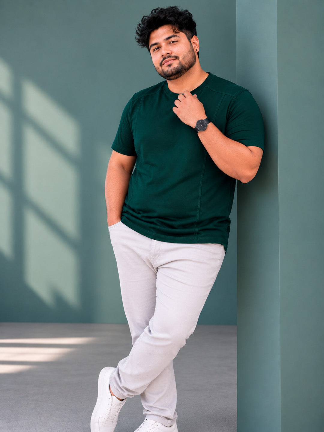 Plus Size Bottle Green T-Shirt