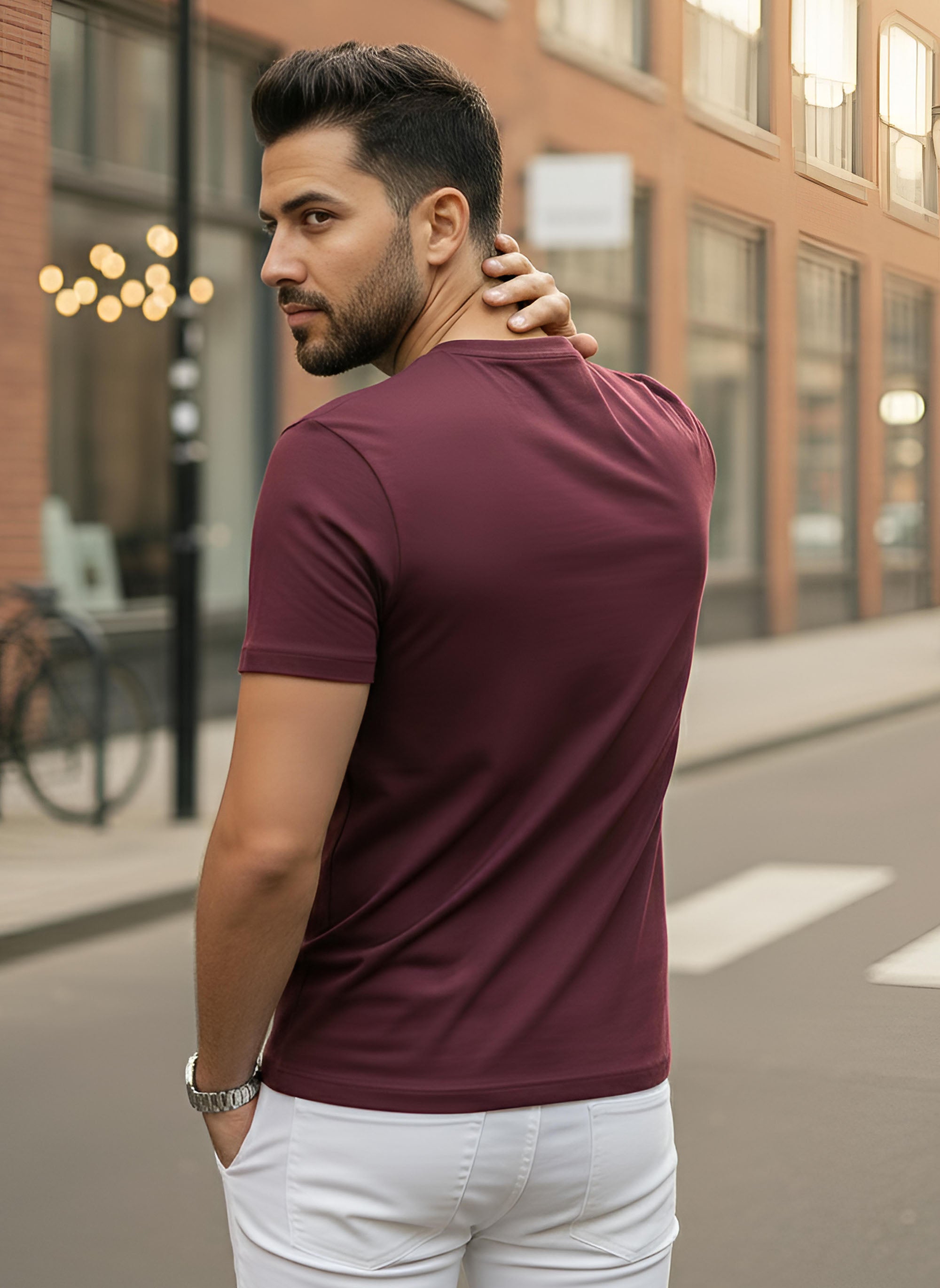 Half Sleeve Bargundy T-Shirt