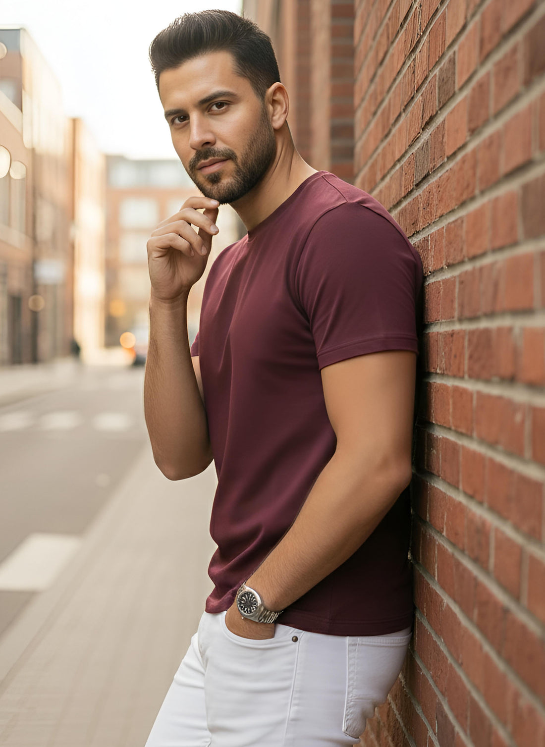 Half Sleeve Bargundy T-Shirt