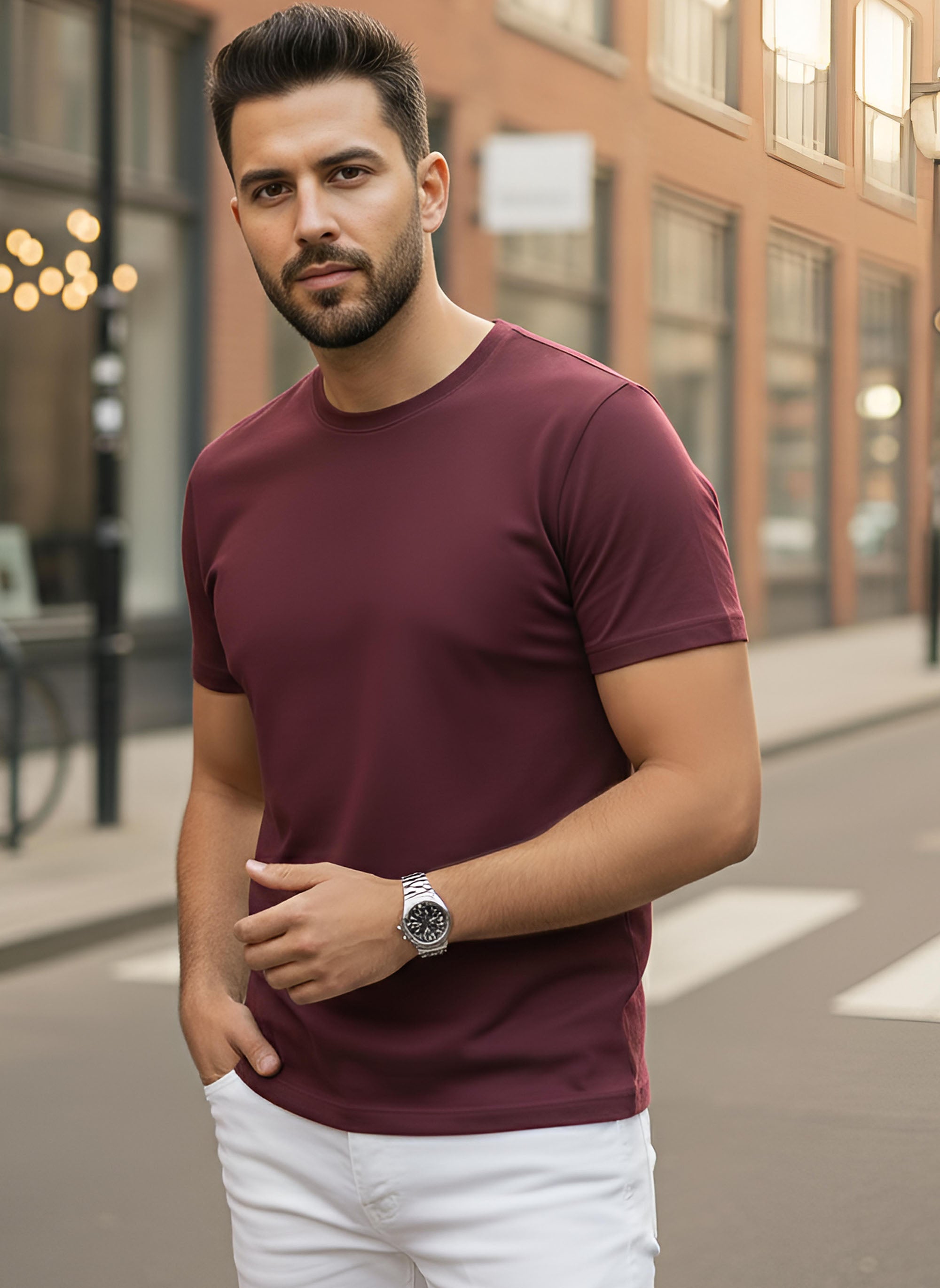 Half Sleeve Bargundy T-Shirt