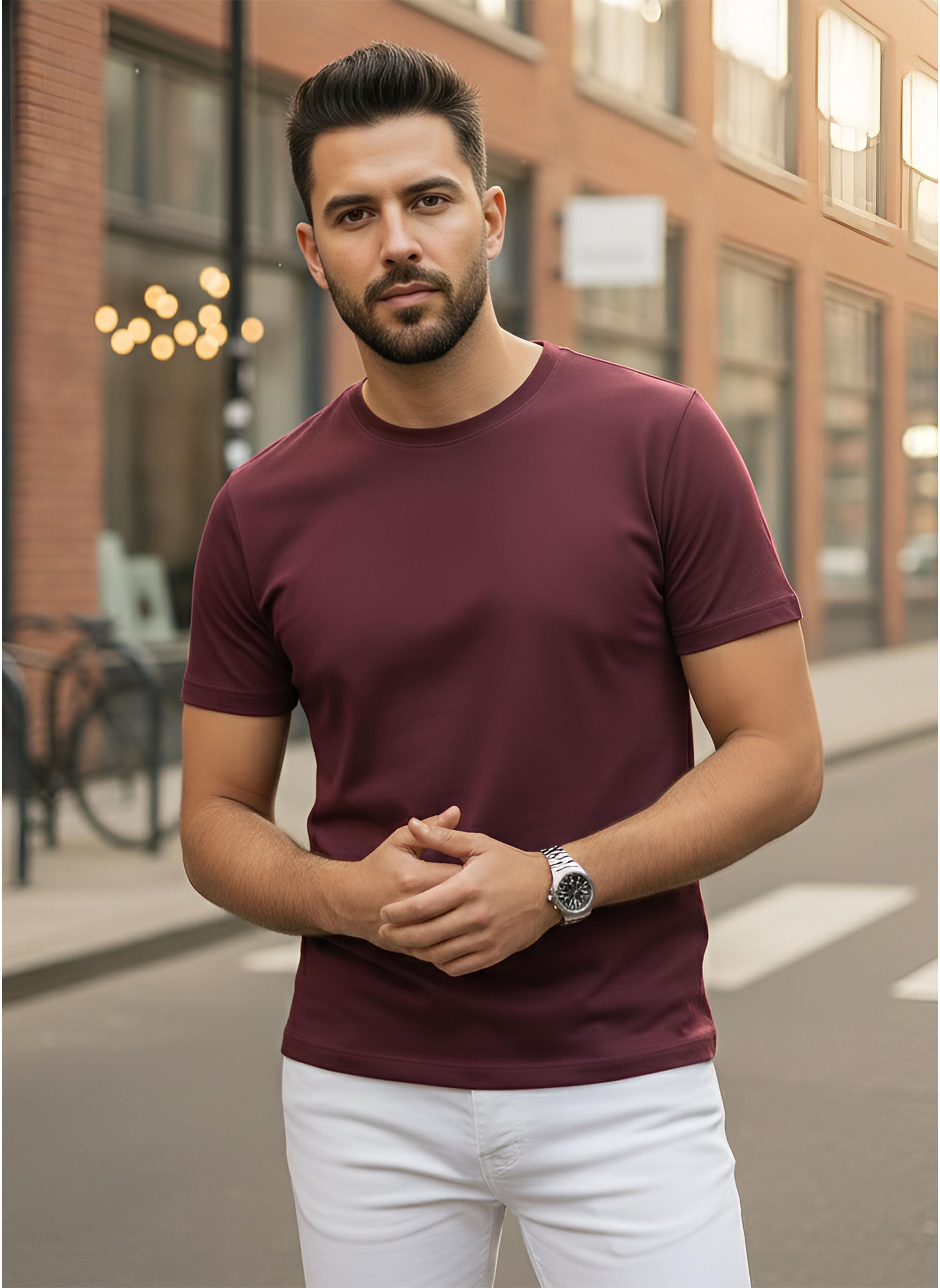 Half Sleeve Bargundy T-Shirt