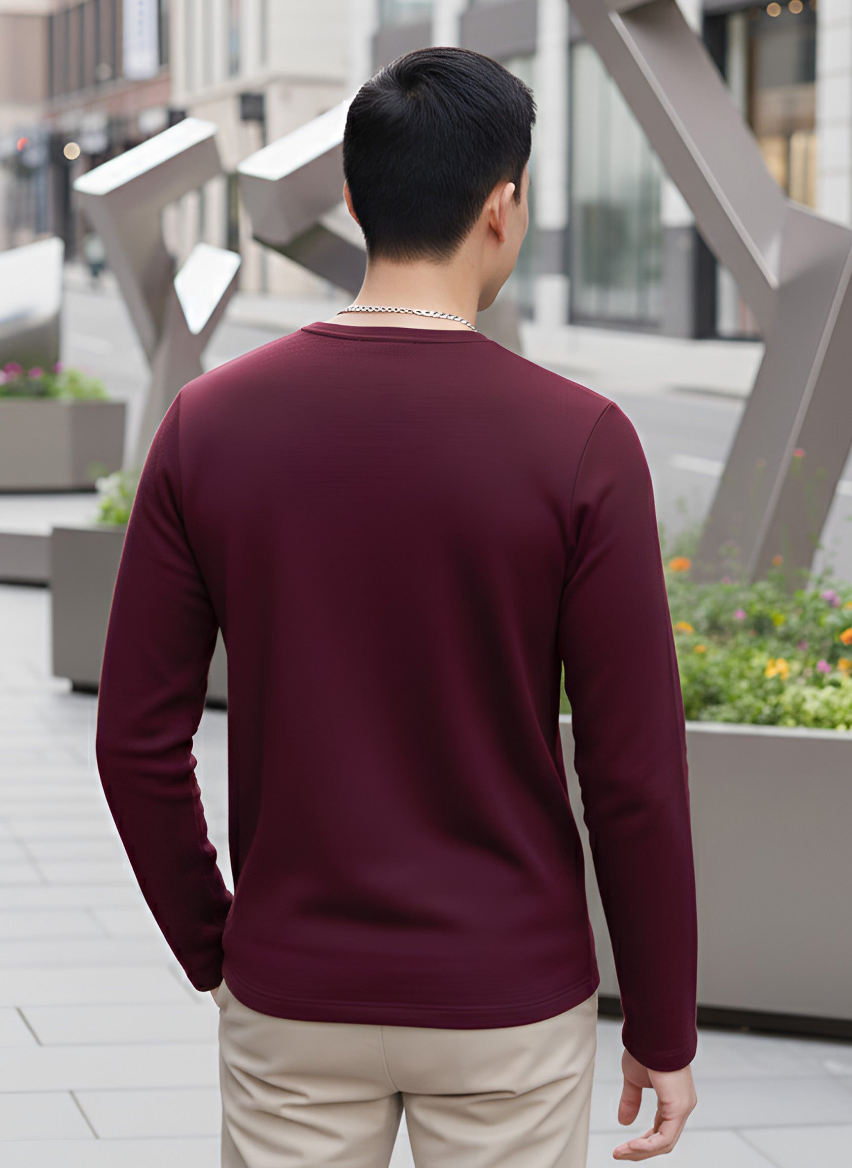 Long Sleeve Bargundy T-Shirt