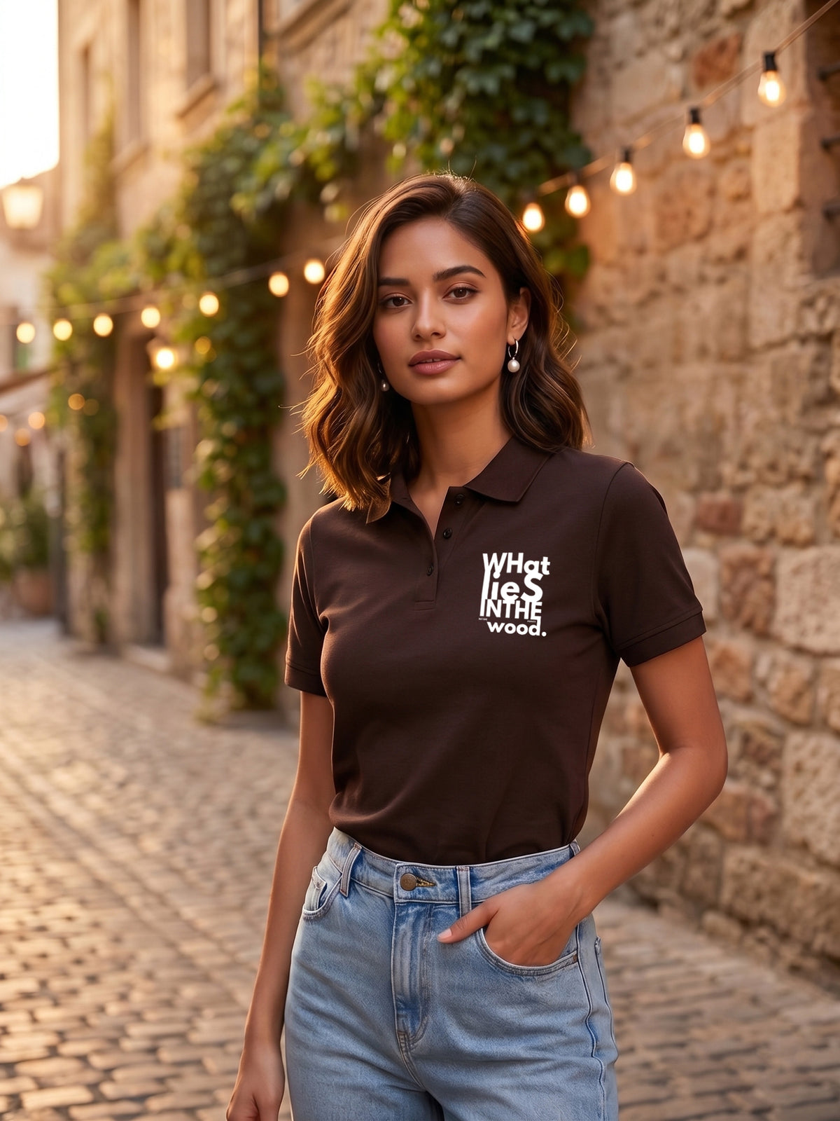 Womens Graphic Polo T-Shirt what lies
