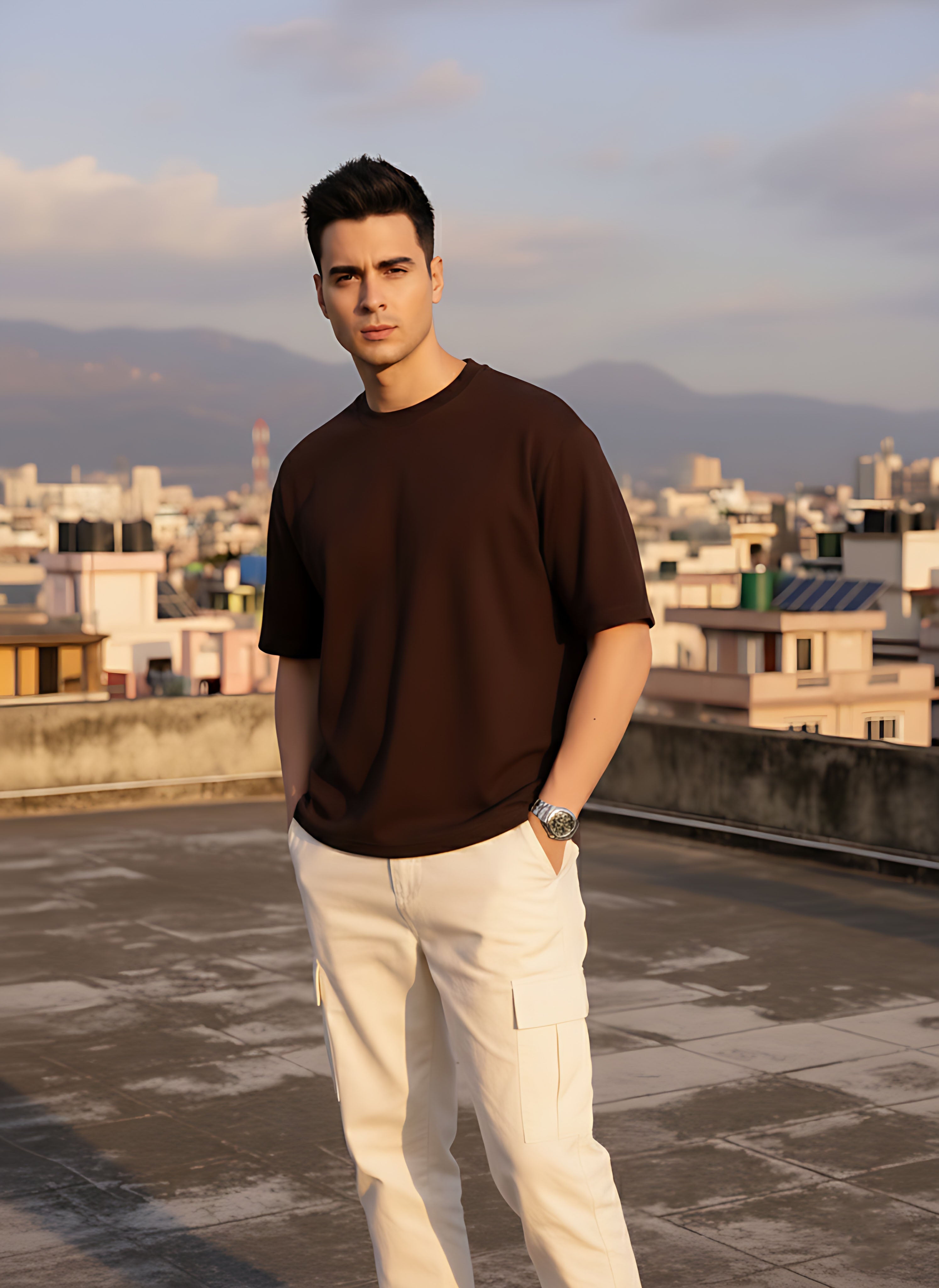 Oversized Coffee Brown T-Shirt
