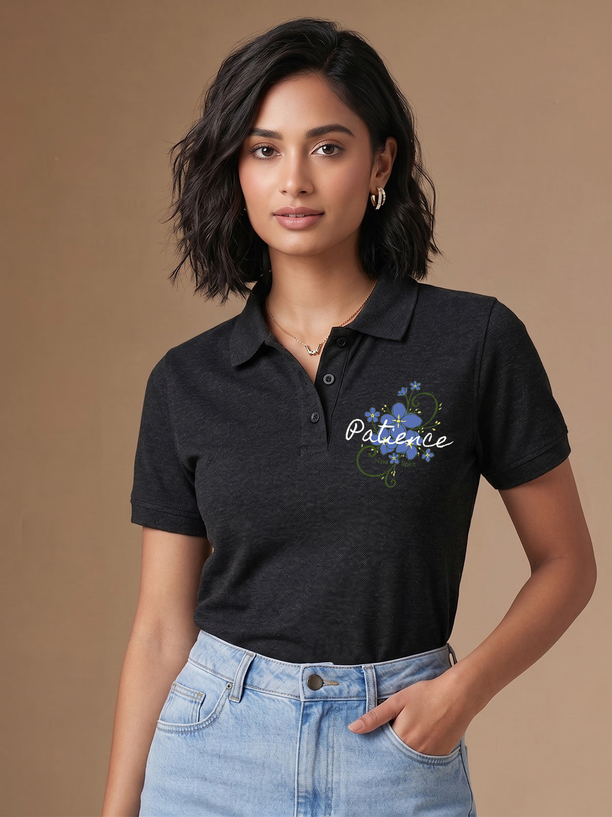 Womens Graphic Polo T-Shirt Patience