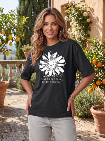 Graphic Oversized T-Shirt Sunflower