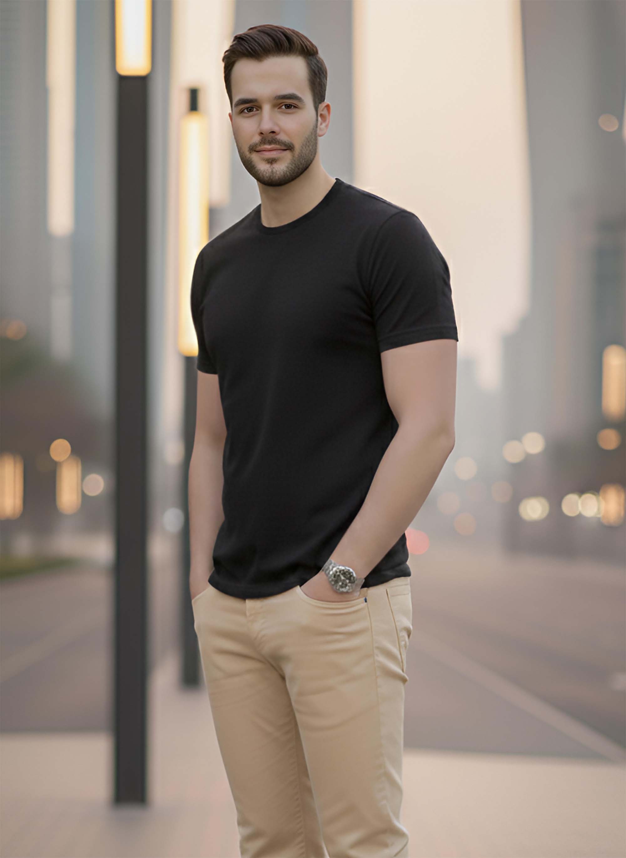 Half Sleeve Charcoal T-Shirt
