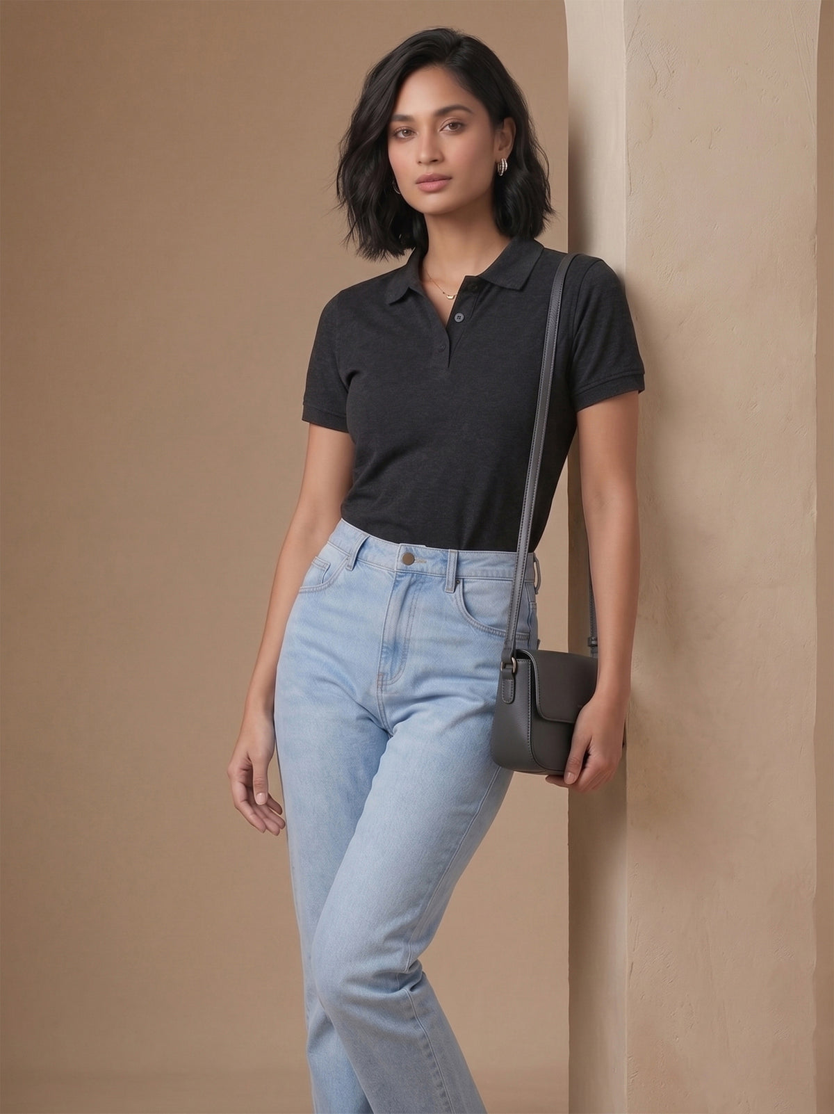 Charcoal Melange Polo T-Shirt
