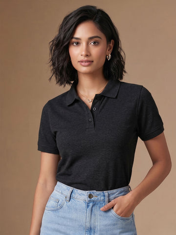 Charcoal Melange Polo T-Shirt