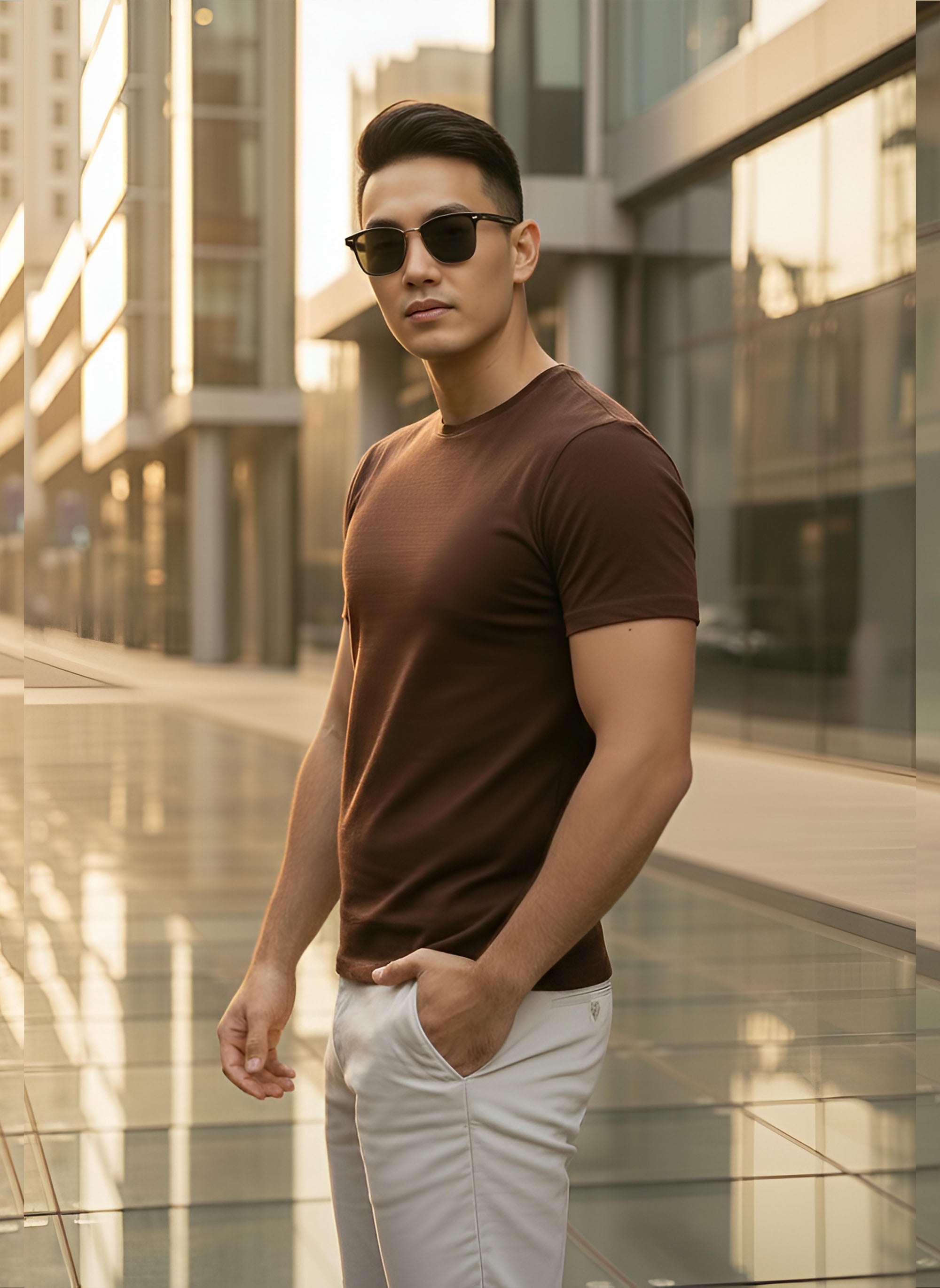 Half Sleeve  Coffee Brown T-Shirt
