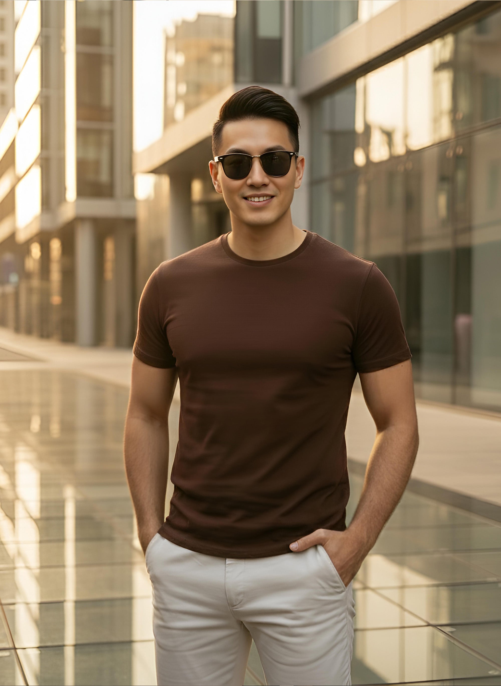 Half Sleeve  Coffee Brown T-Shirt