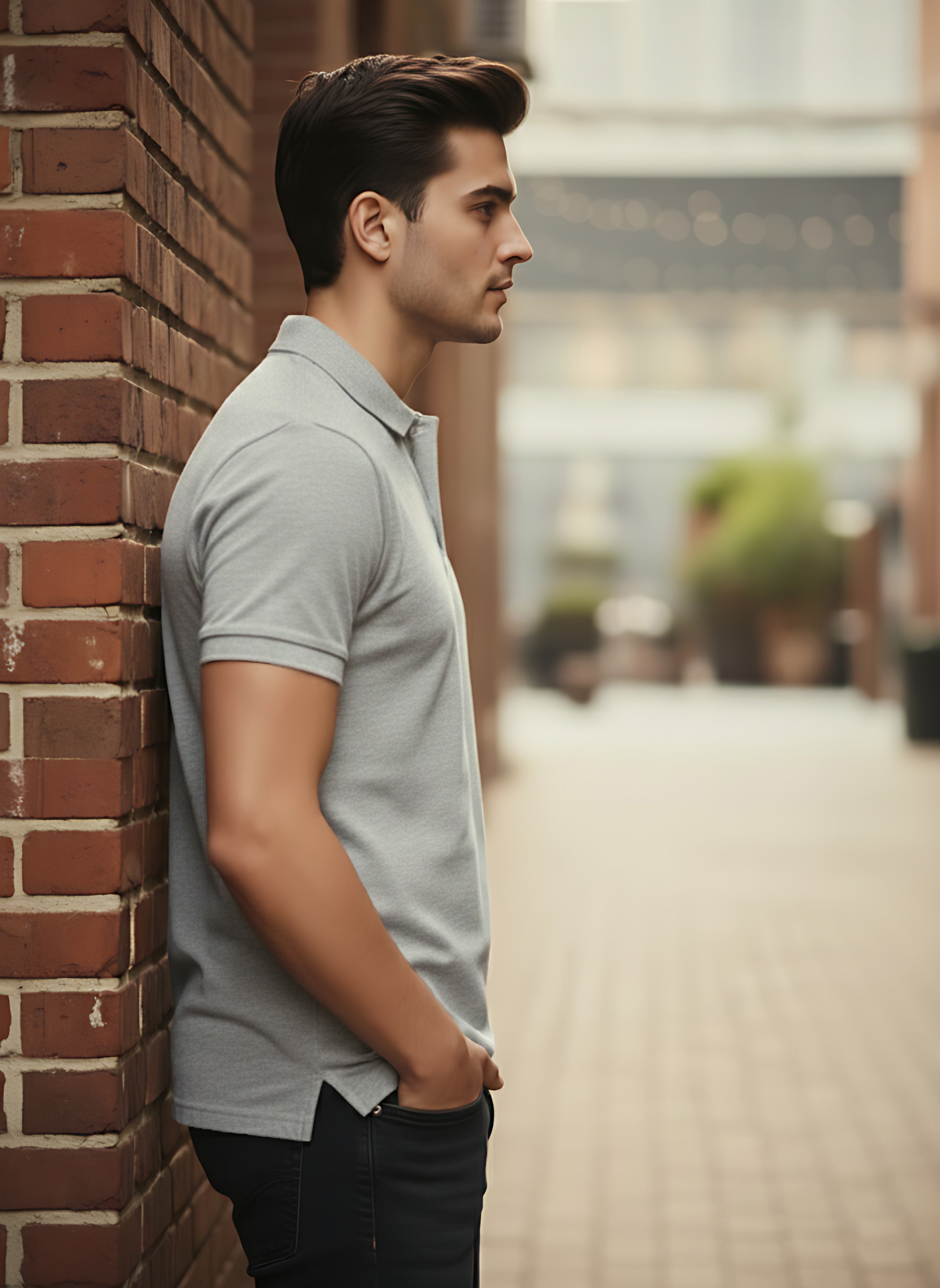 Grey Melange Polo T-Shirt
