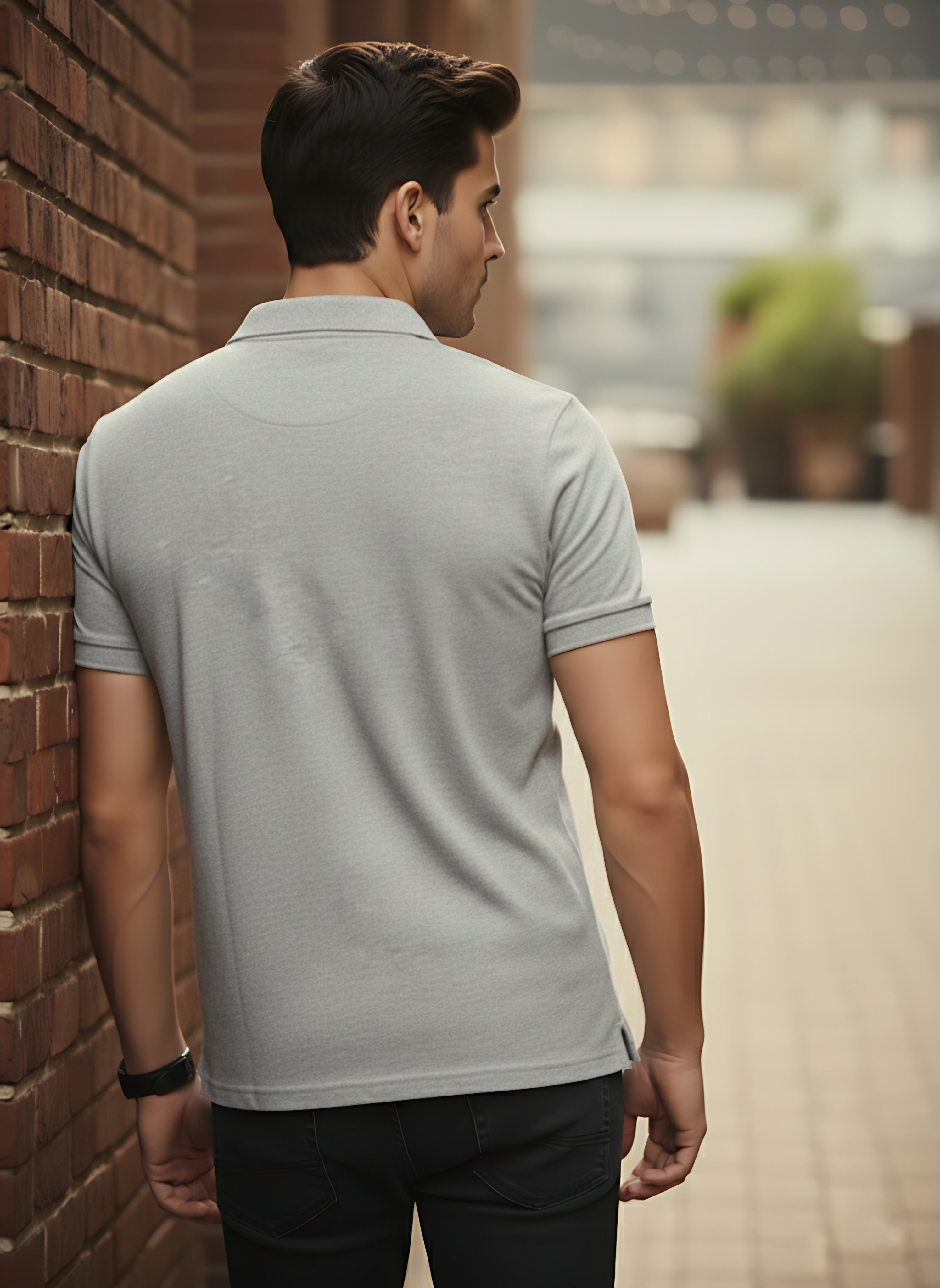 Grey Melange Polo T-Shirt