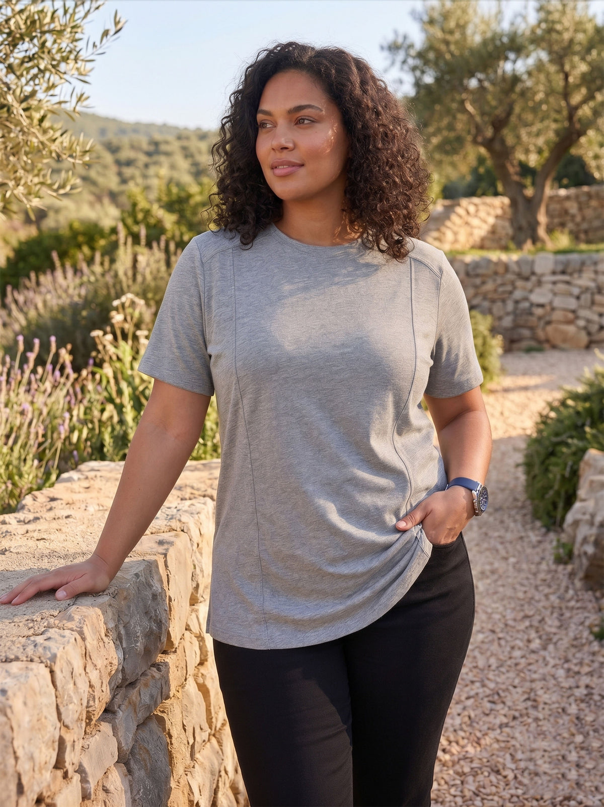 Grey Melange Plus Size T-Shirt