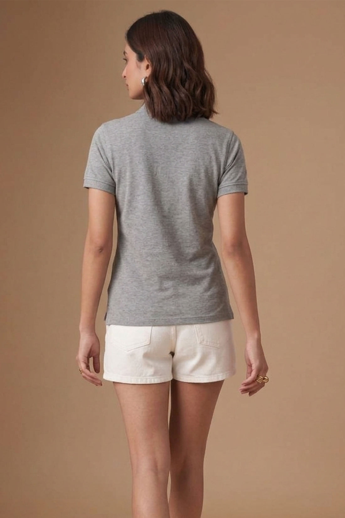 Grey Melange Polo T-Shirt