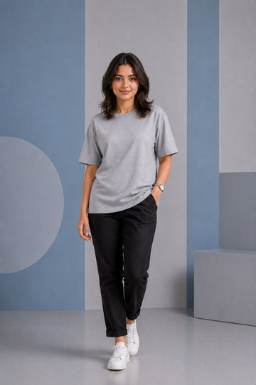 Grey Melange Oversized T-Shirt