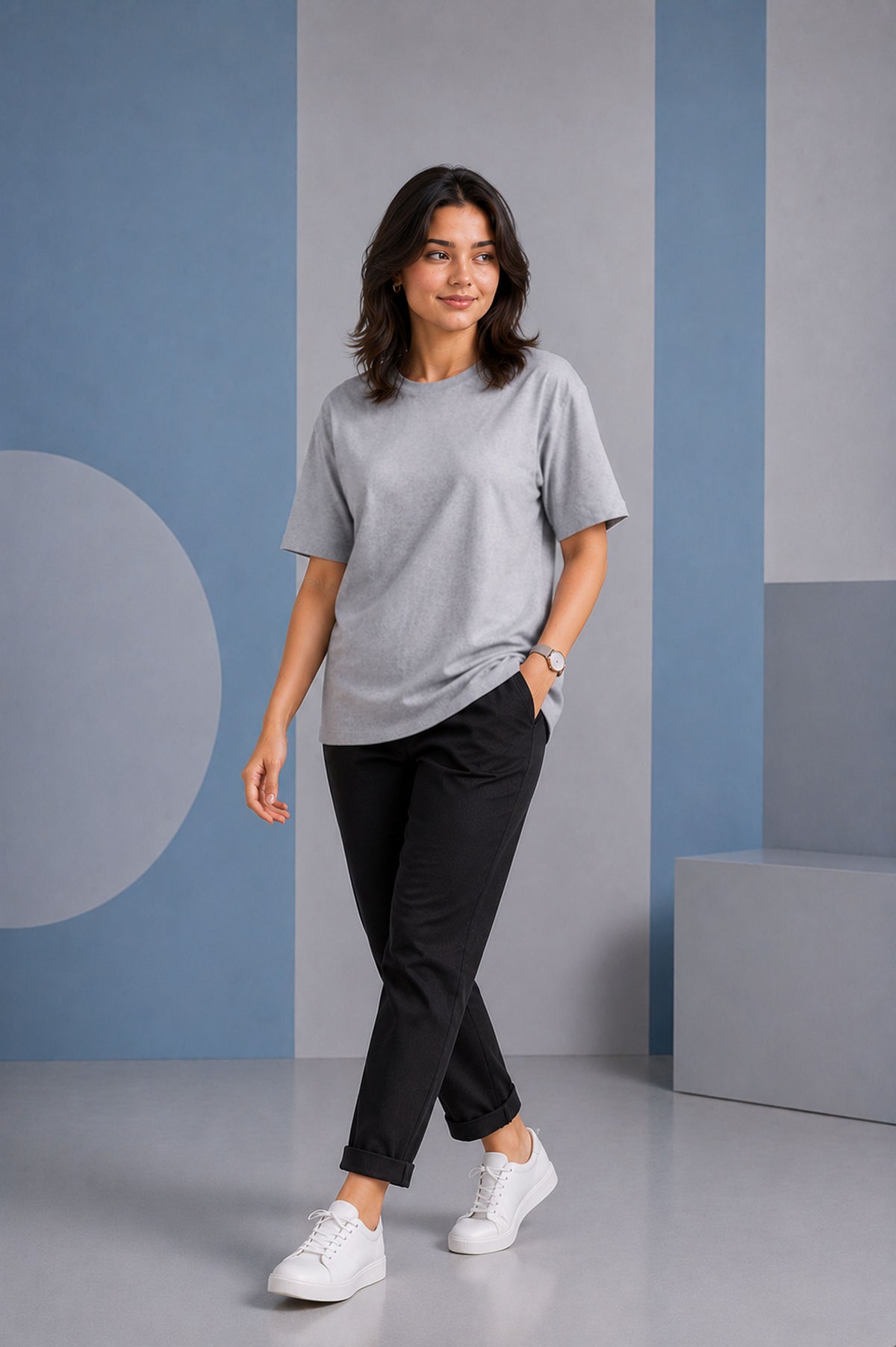 Grey Melange Oversized T-Shirt